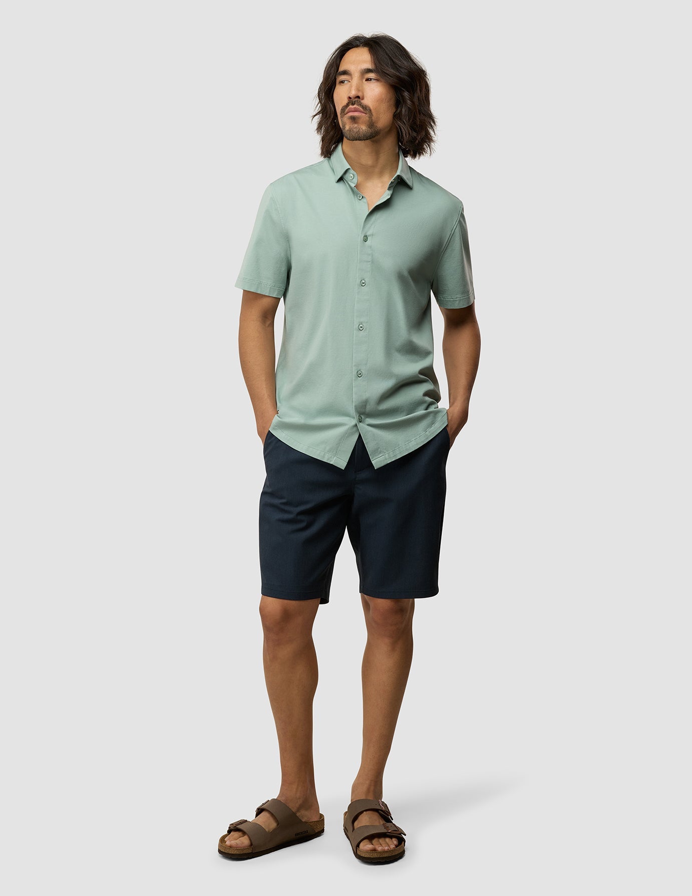 Classic Short Sleeve Casual Shirt for Men - Fresh Green Cotton Button Down Shirt - Perfect for Summer Outfits, Office Wear & Casual Occasions