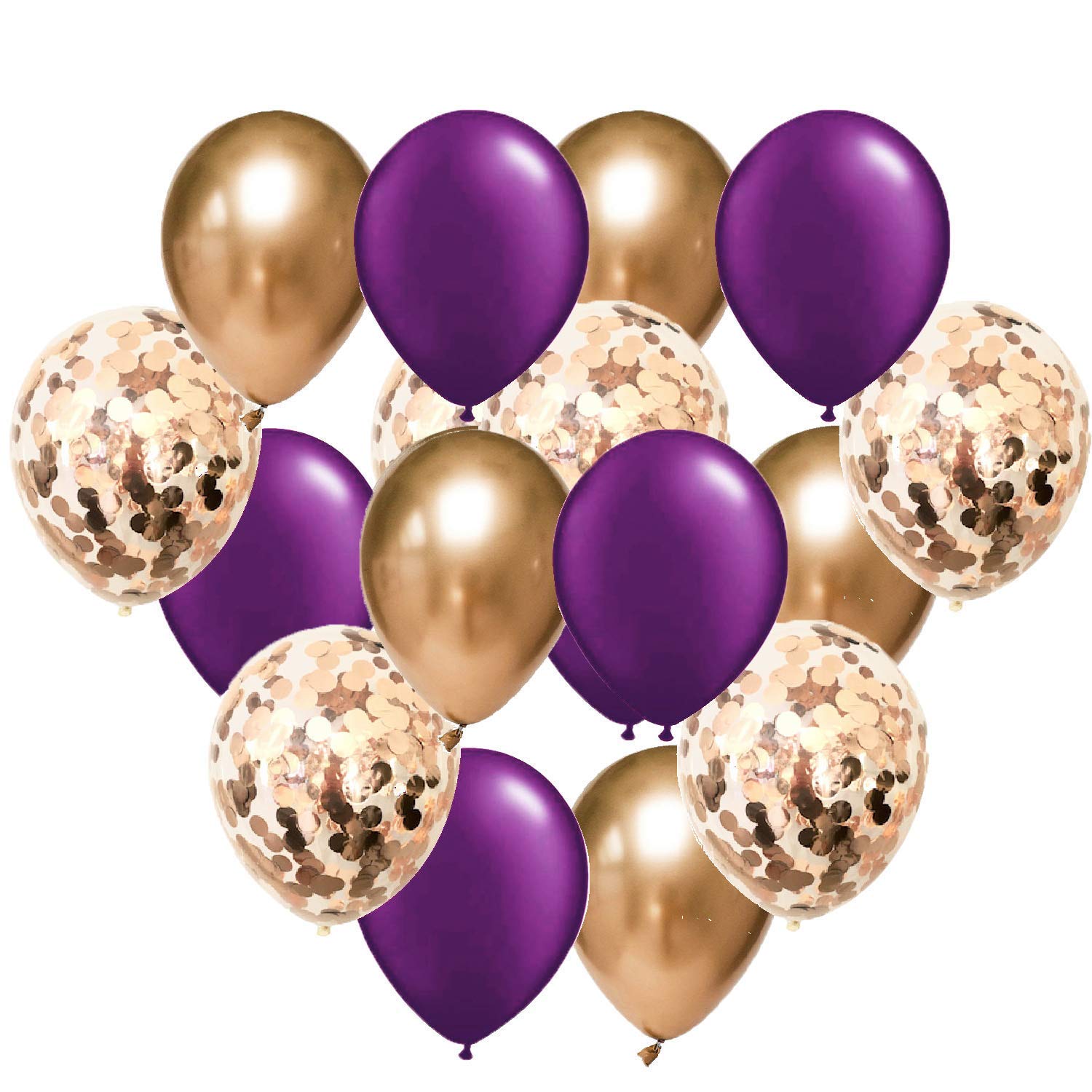 15pcs Purple Rose Gold Balloons for Birthday, Wedding & Graduation Party Decorations - Elegant Purple Gold Party Supplies for Women's Celebrations | Perfect for Indoor & Outdoor Events