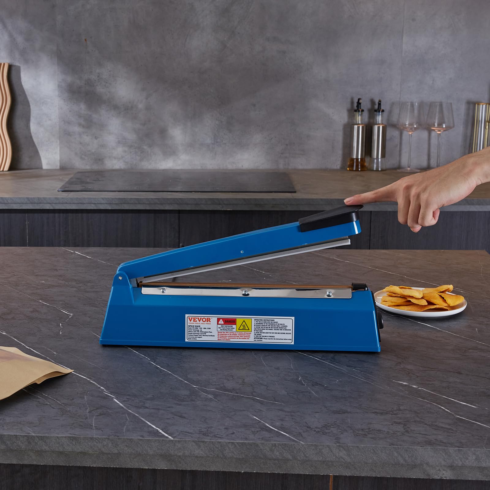 VEVOR 12 Inch Manual Impulse Sealer - Adjustable Heat Sealing Machine for Plastic Bags (Mylar, PE, PP) | Portable Shrink Wrap Bag Sealer with Extra Replacement Kit | Ideal for Food Packaging, Pharmacy, and E-commerce Shipping