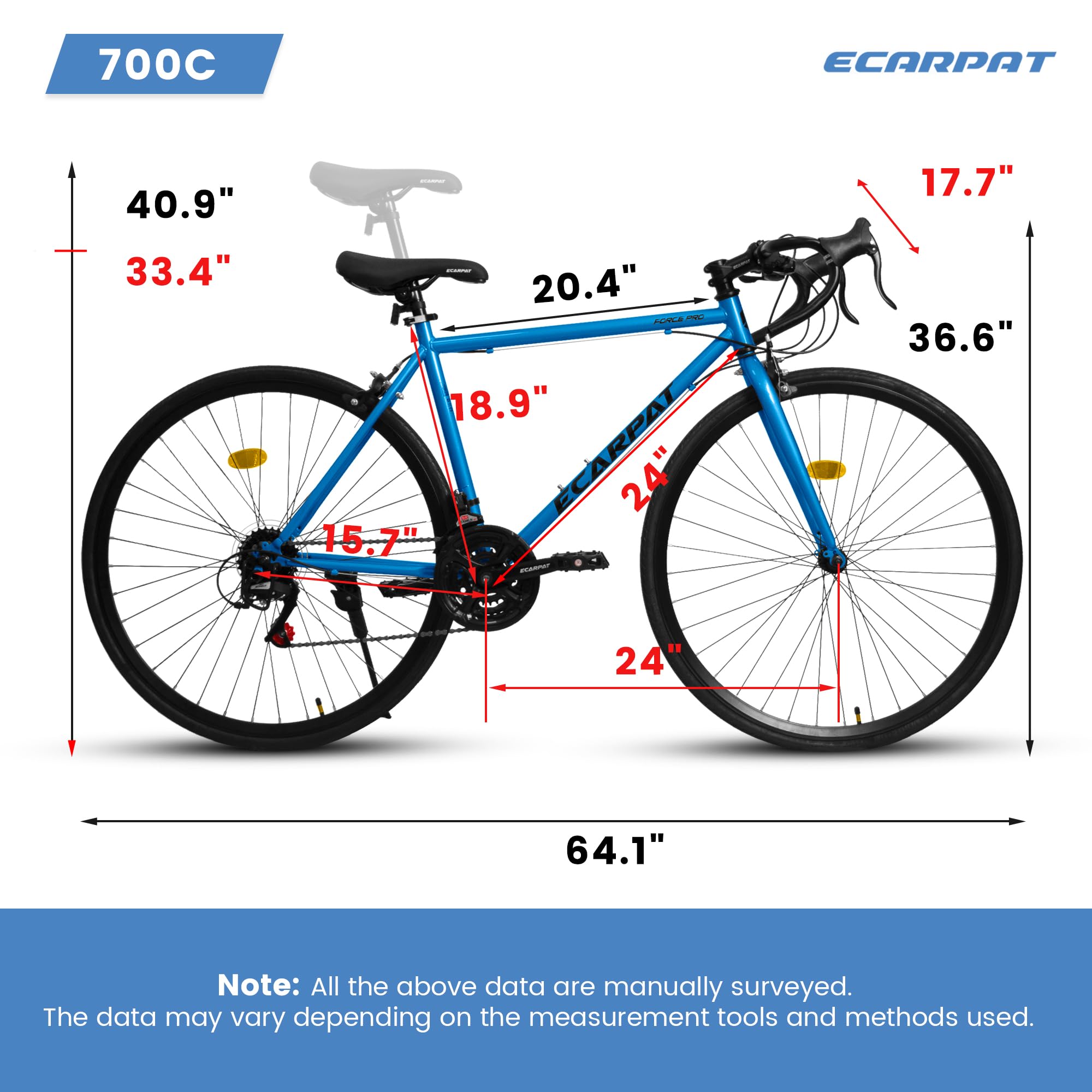 **700C Hybrid Road Bike for Men & Women - 16/21/24 Speed Aluminum/Steel Frame Commuter Bike - Perfect for City Riding, School & Work - Great Christmas & New Year Gift**