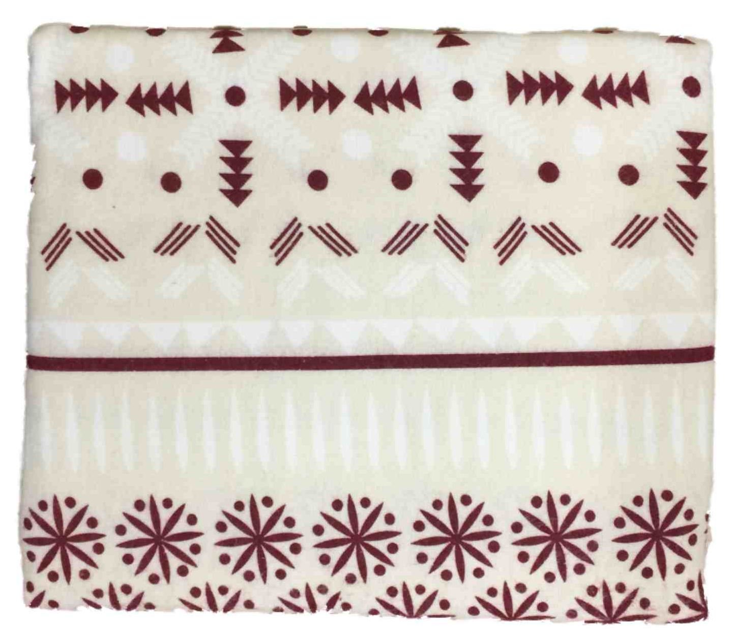 Premium Heavyweight Ivory & Red Fairisle Flannel Sheet Set - Full Size Bed Sheets for Cozy Winter Nights - Soft & Warm Bedding for Cold Weather Comfort