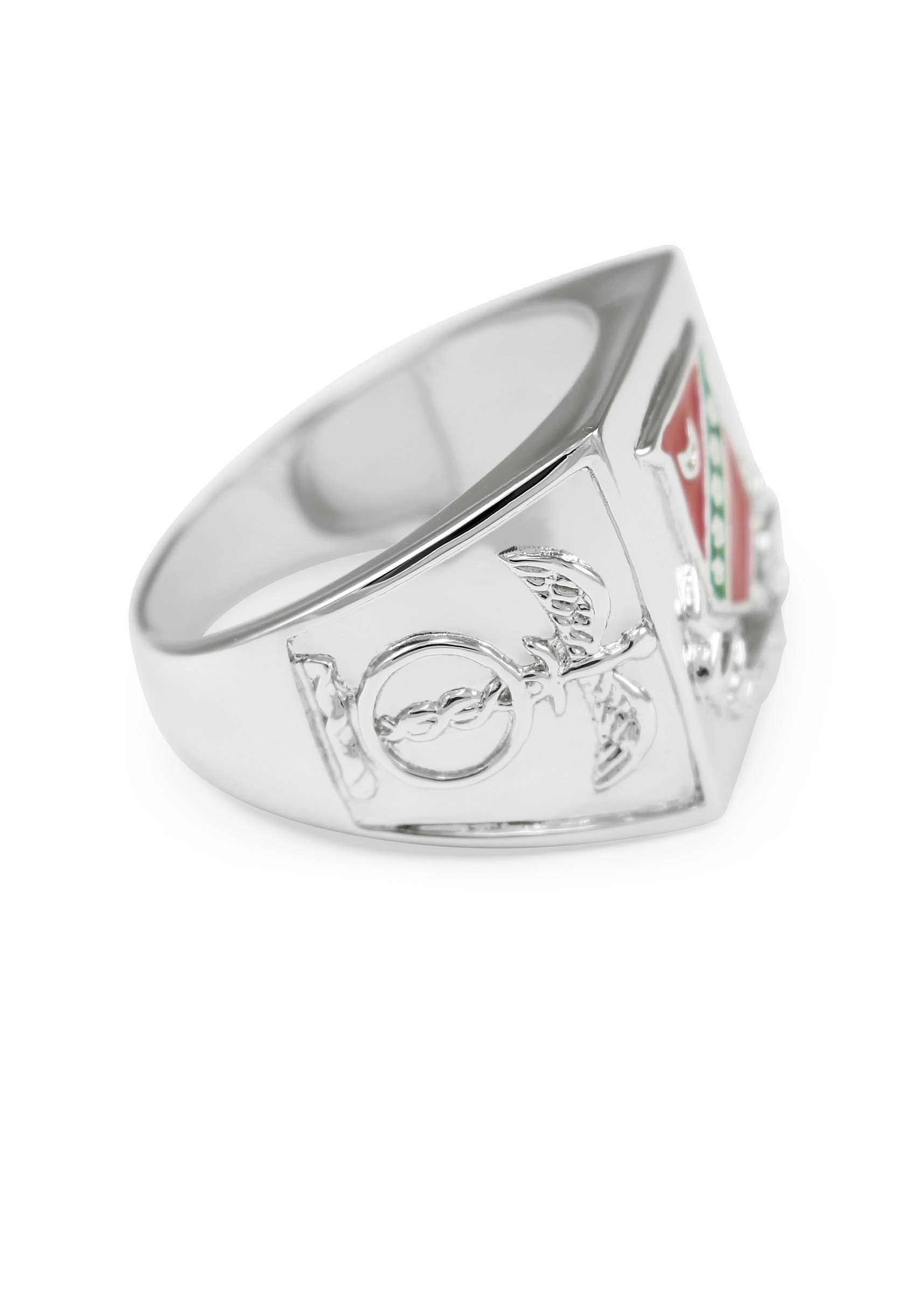 Kappa Sigma Fraternity Sterling Silver Ring with Raised Crest & Red Enamel - Perfect for Greek Life, Brotherhood Gifts & College Events