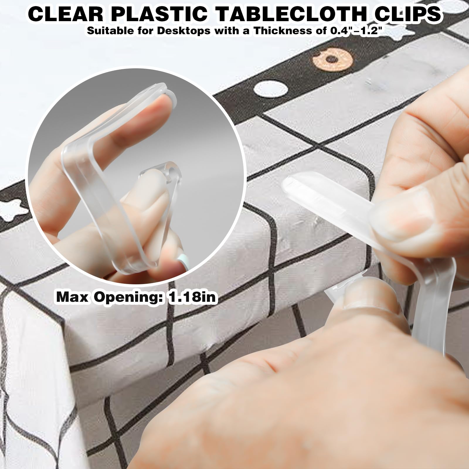 48 Pcs Clear Plastic Tablecloth Clips for Outdoor Picnic Tables - Heavy Duty Table Cover Clamps for Party Events, Weddings, BBQs - Securely Hold Table Skirts & Tablecloths in Windy Conditions