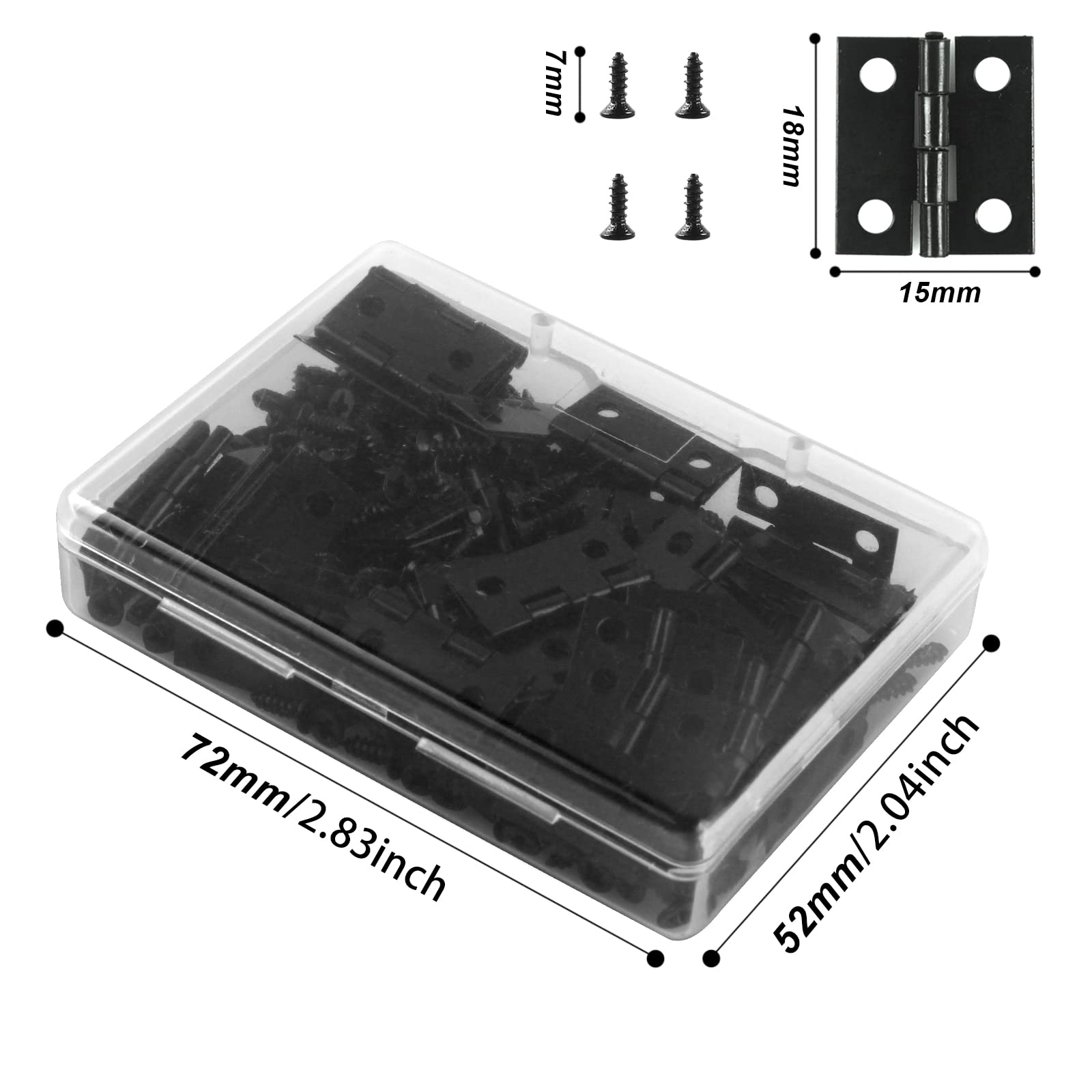 VIPMOON 50pcs Small Hinges with Screws - 18x15mm Mini Brass Hinges for Wooden Jewelry Box, DIY Craft Projects - Perfect for Antique Jewelry Boxes, Cabinets & Small Woodworking Projects