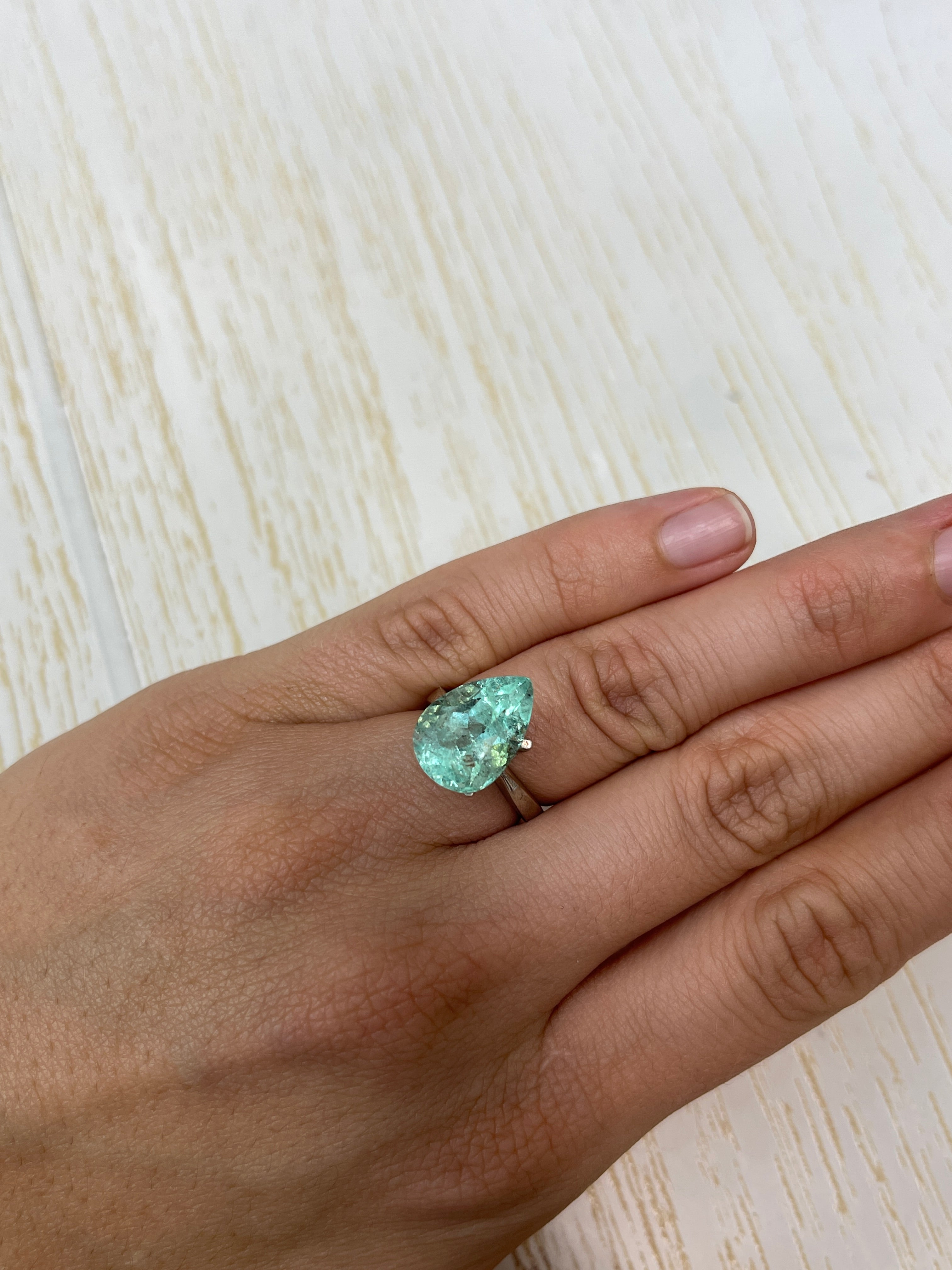 7.92 Carat 15.5x11mm Seafoam Green Natural Loose Colombian Emerald Pear Cut Gemstone for Jewelry Making, Engagement Rings & Luxury Collections