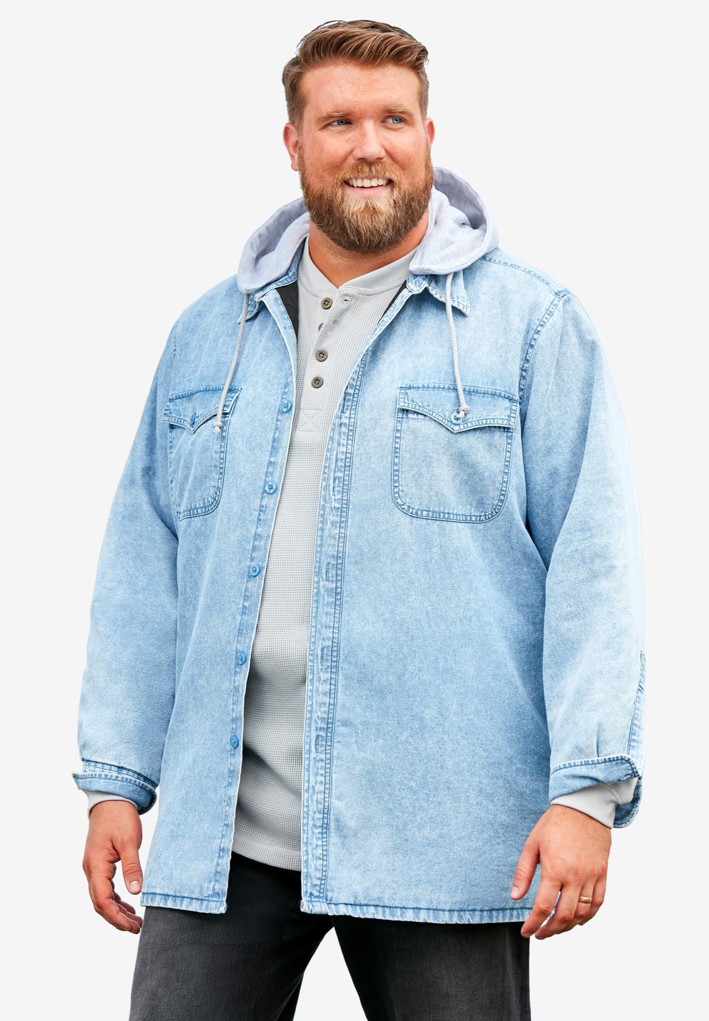 KingSize Men's Big & Tall Removable Hooded Shirt Jacket - Boulder Creek Style for Outdoor Adventures & Casual Wear