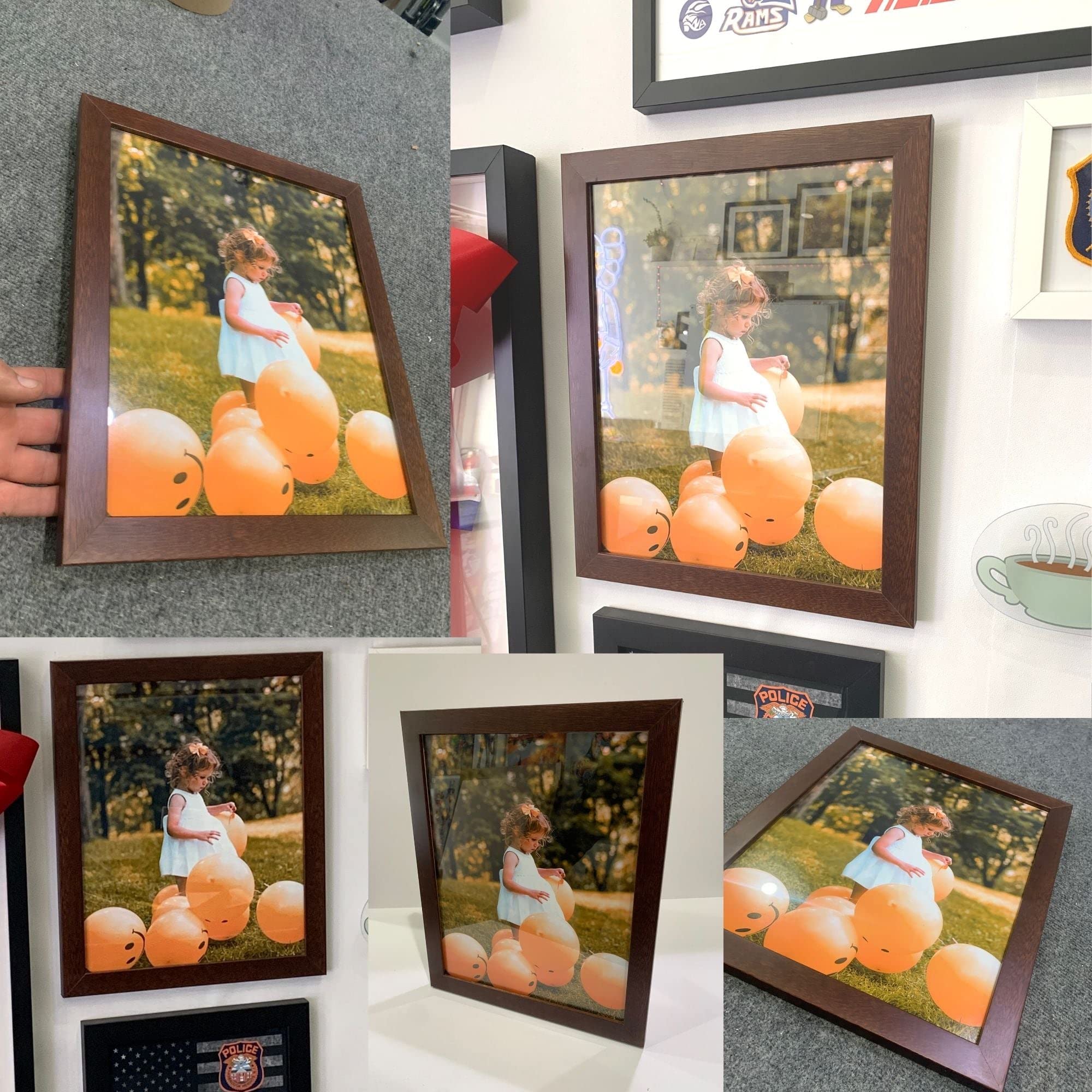 15x34 Walnut Brown Wood Picture Frame with Real Glass - Wall Hanging Photo Frame for Family Portraits, Posters & Prints - Perfect for Living Room, Bedroom & Office Decor
