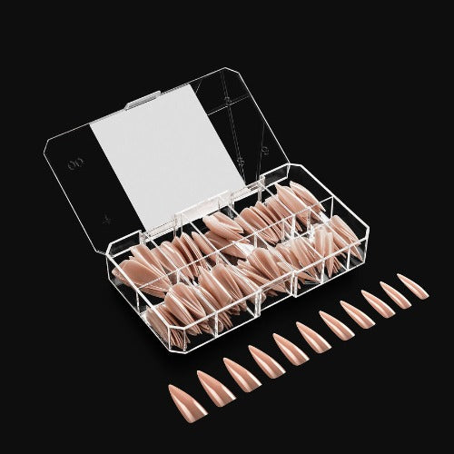 Apres Gel X Neutral Lilac Natural Nail Tips 150pc - Long Stiletto Shape for Professional Salon & DIY Manicures at Home