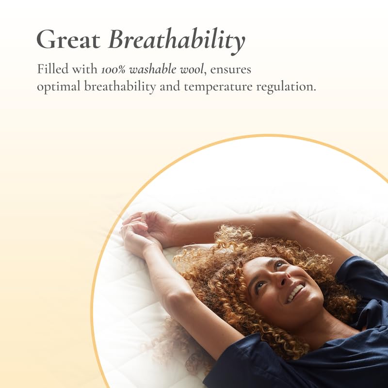 Sleep & Beyond myProtector 2-in-1 Washable Mattress Protector with Natural Wool Filling - Breathable, Waterproof, Fits up to 18