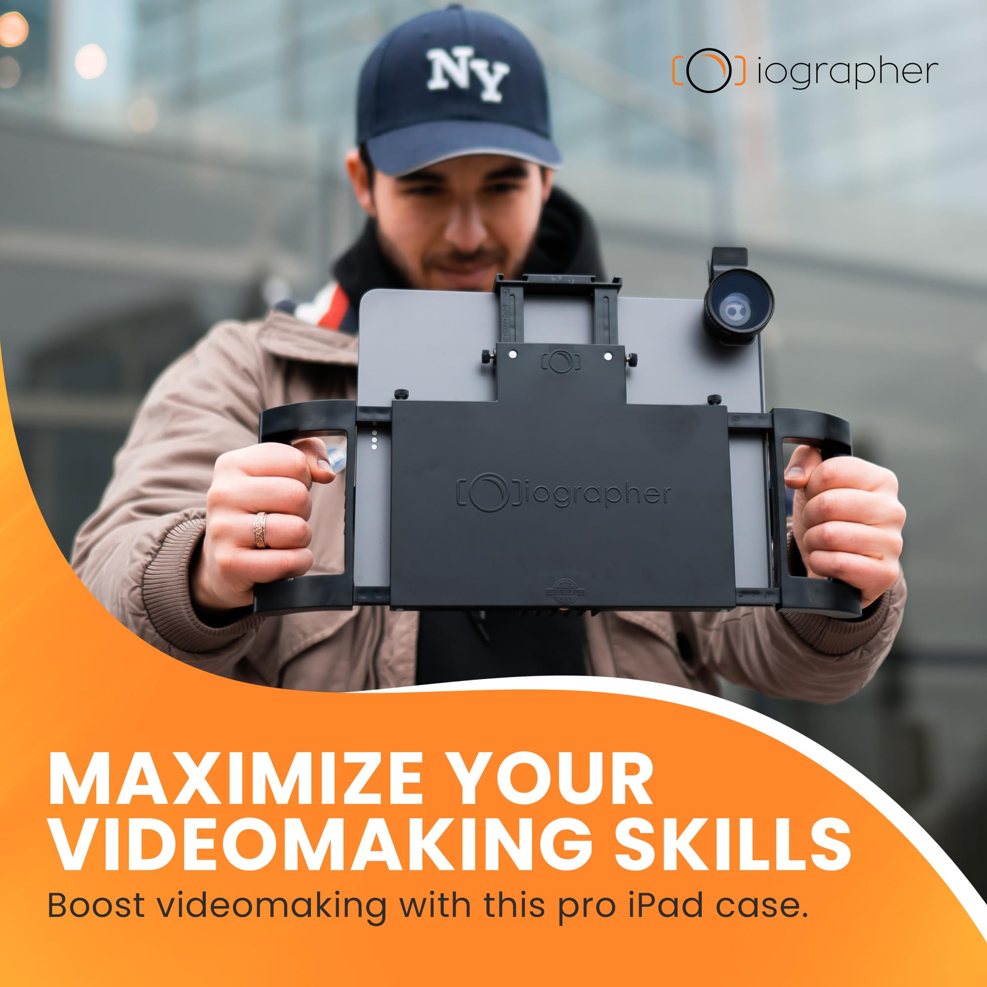 iOgrapher Adjustable iPad Case with Handles - Professional Video Production Solution for iPad Pro 11/12.9/13, iPad Air 4th/5th Gen & Surface Pro - Content Creator Grip for YouTube, TikTok & Live Streaming