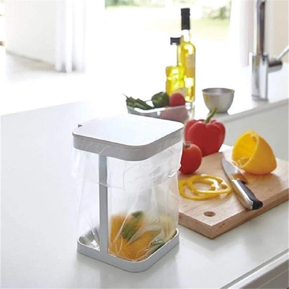 Stainless Steel Countertop Trash Can with Garbage Bag Holder - Compact Kitchen Waste Bin for Home, Office, or RV (White) | Perfect for Small Spaces, Under Sink, and Countertop Organization