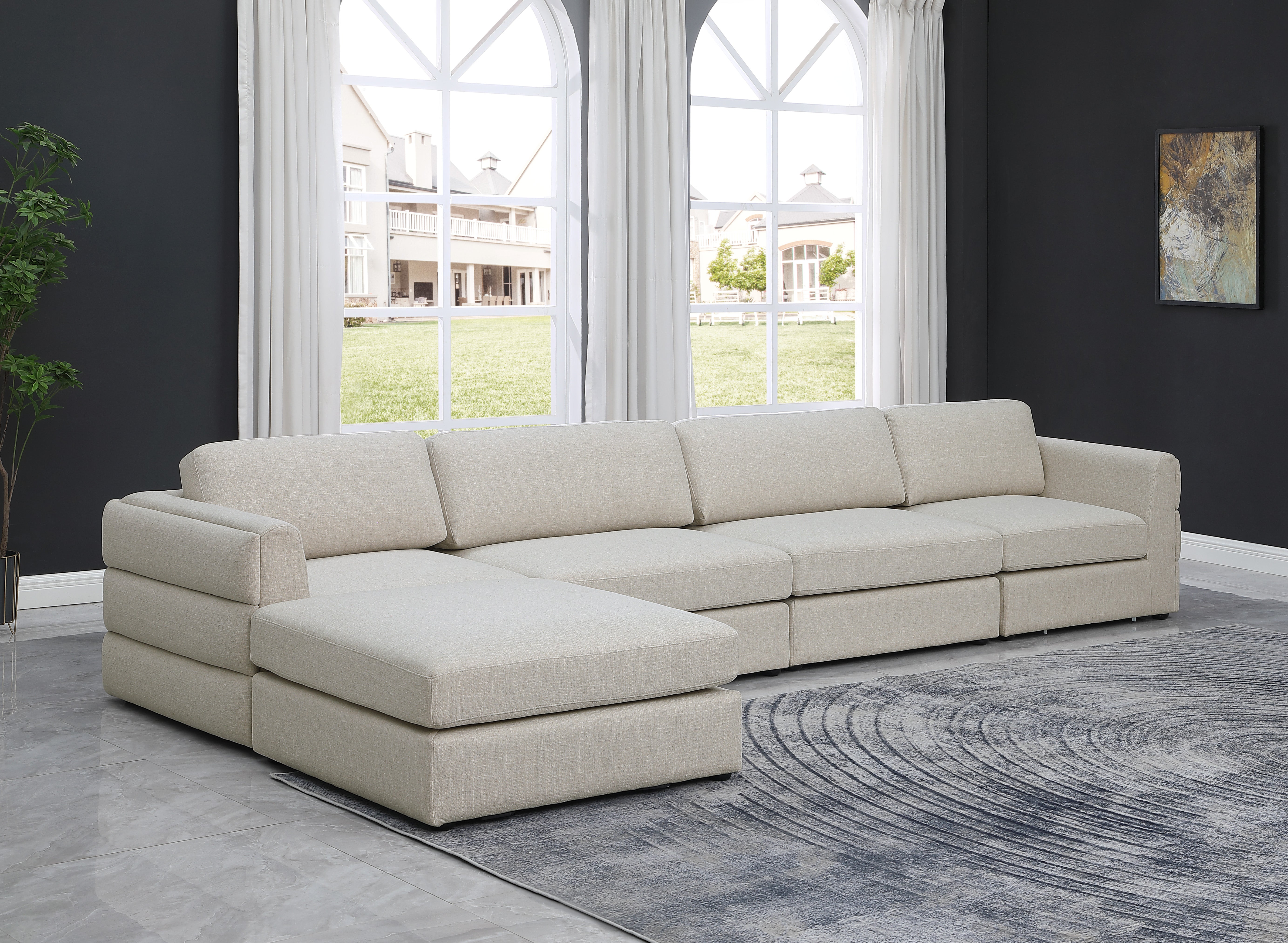Beckham Durable Linen Textured Fabric Modular Sectional Sofa - Modern Living Room Furniture for Home Theater, Family Gatherings & Cozy Relaxation