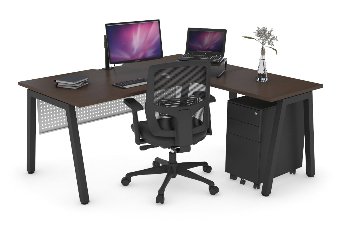 Quadro A Legs L-Shaped Corner Office Desk - 1400L x 1550W with Cable Management | Perfect for Home Office & Workspace Organization