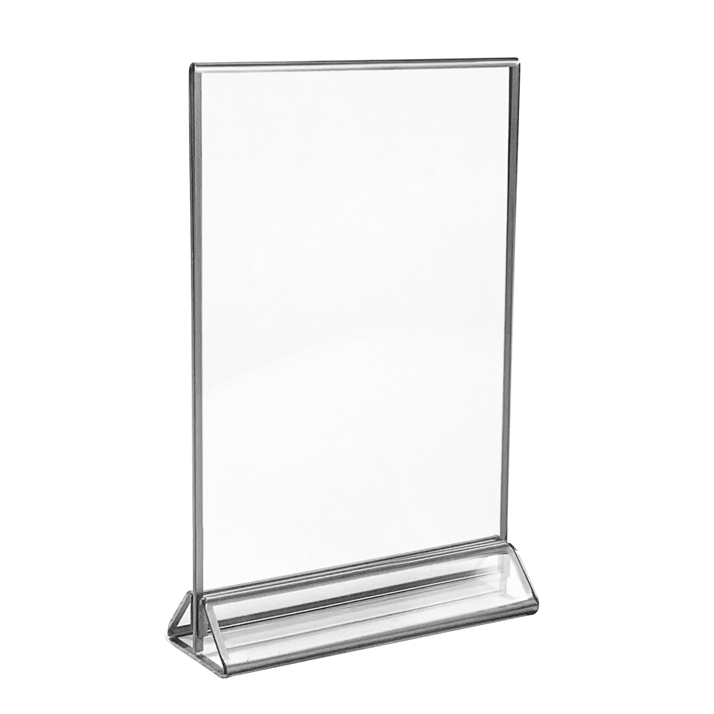 5x7 Acrylic Sign Holders with Silver Trim - Set of 6 | Perfect for Restaurant Menus, Retail Displays & Wedding Table Numbers