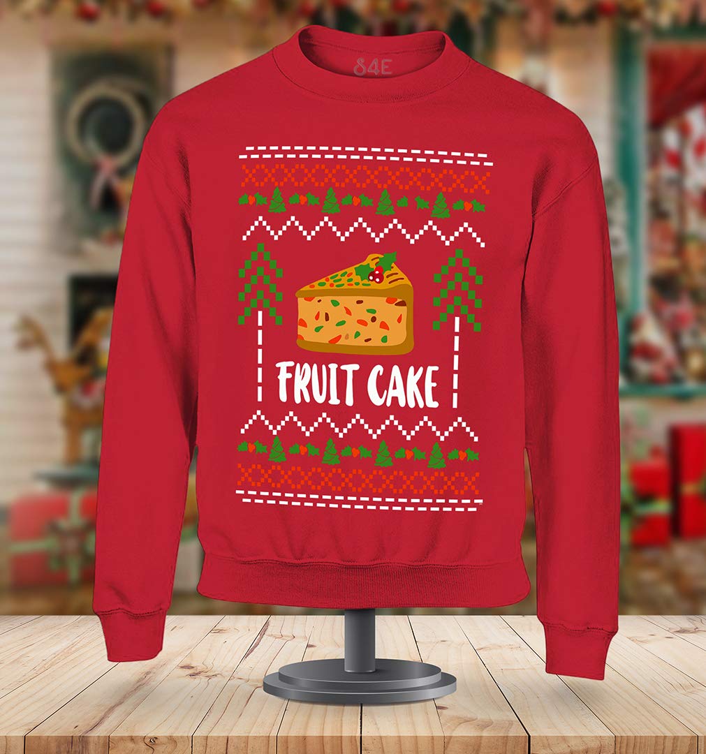 Ugly Christmas Sweater S4E Fruit Cake Design - Festive Holiday Crewneck Sweatshirt for Christmas Parties & Family Gatherings