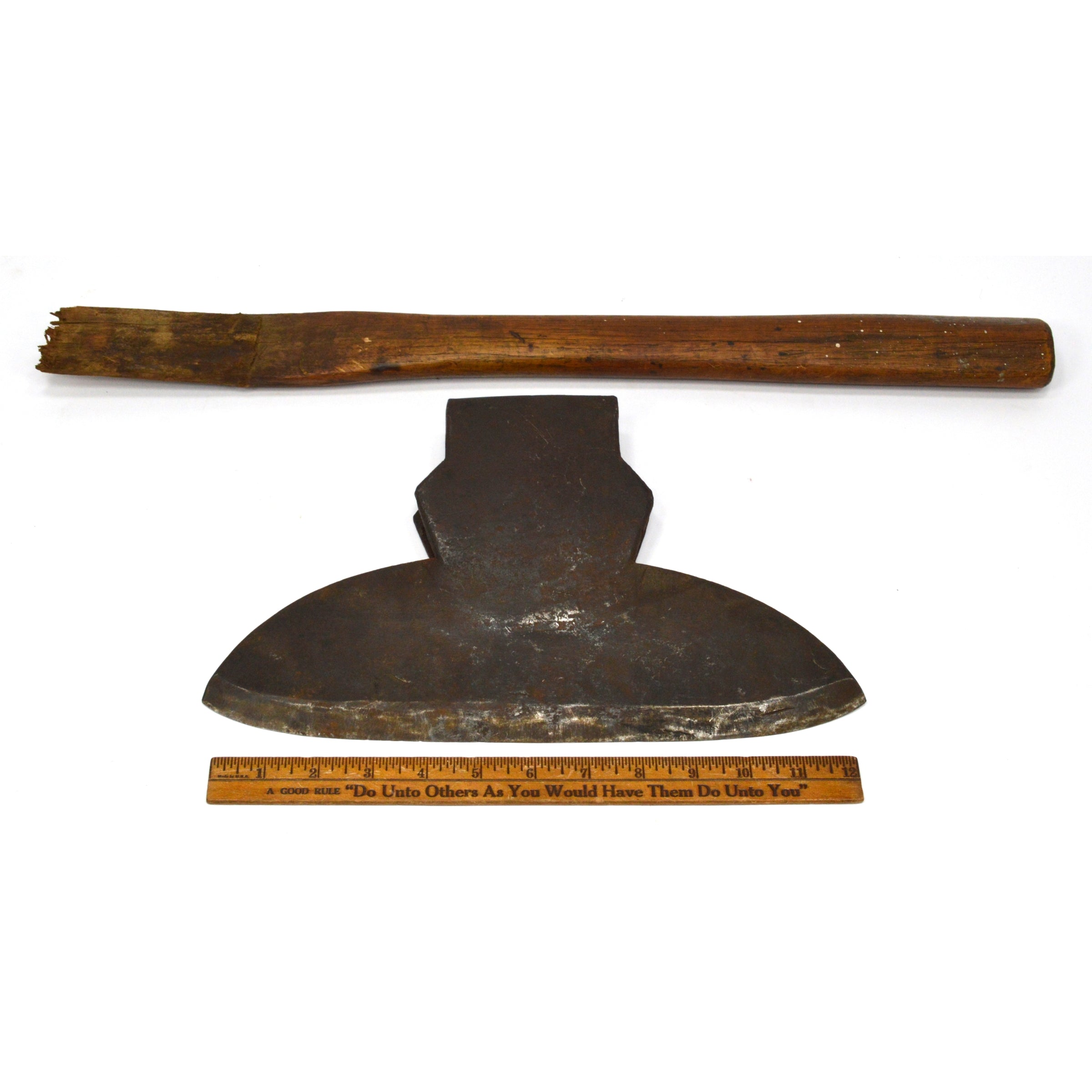 Vintage Broad Hewing Axe with Partial Makers Mark - Michigan Pattern 13