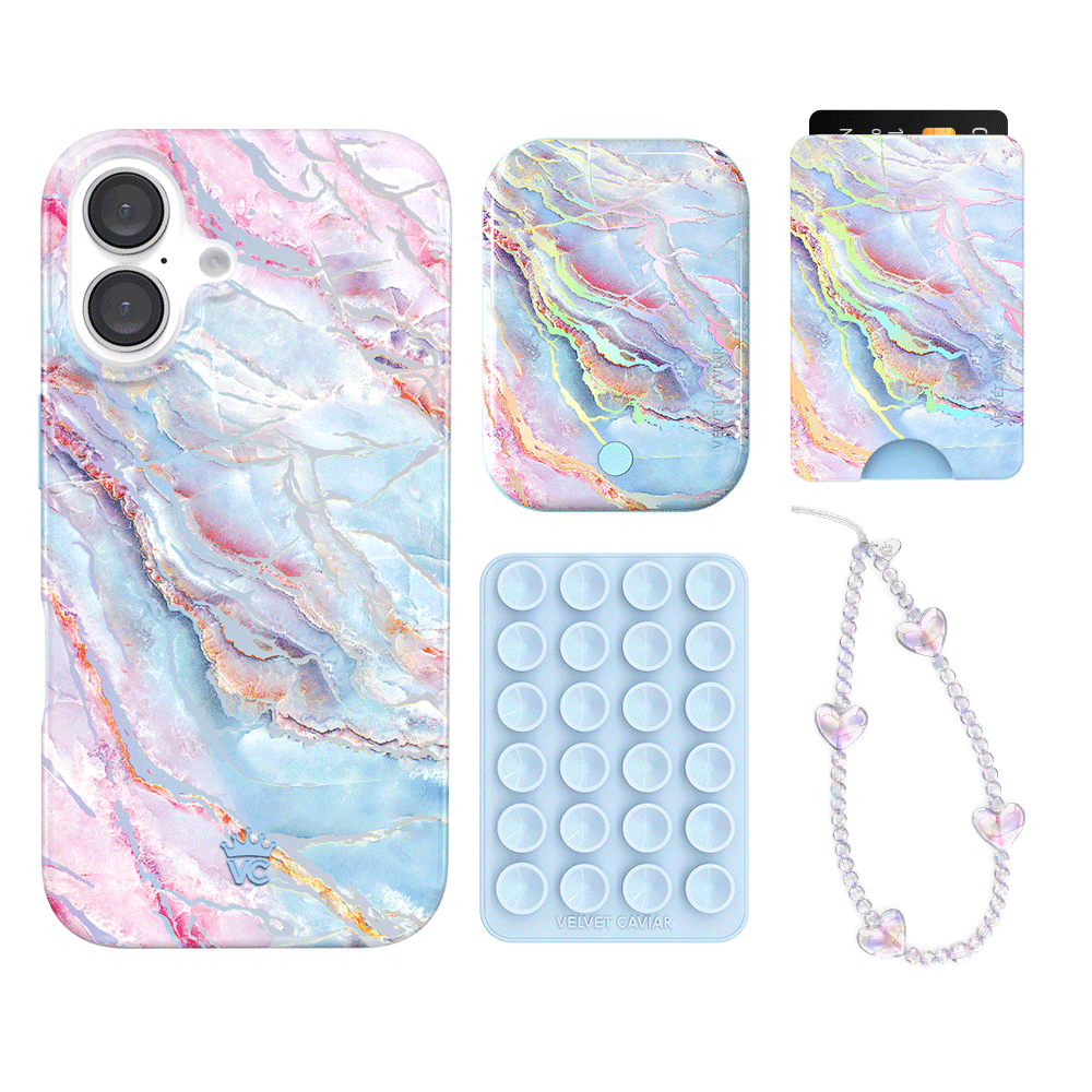 Holo Moonstone iPhone Case with Wallet - Stylish & Protective Phone Cover for iPhone 13/14/15 - Perfect for Everyday Use, Travel, and Shopping