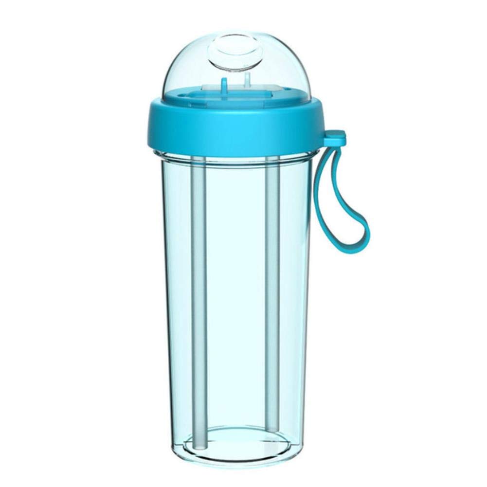 UKKD 420ml/600ml Portable Water Bottle with Dual Straws - Leakproof BPA-Free Sports & Travel Bottle - Perfect Couple Gift for Gym, Hiking & Outdoor Activities