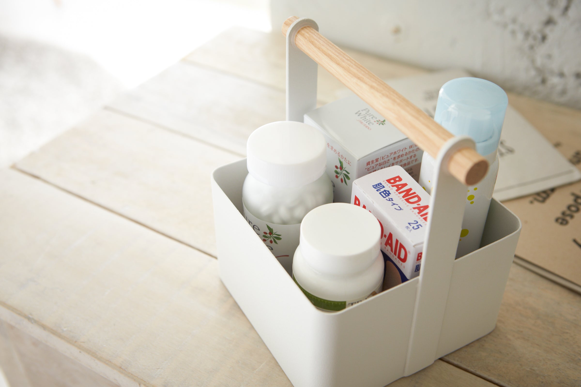 Versatile Storage Caddy Organizer - 2 Sizes (Small & Large) with Durable Steel Frame & Wooden Shelves - Perfect for Bathroom, Kitchen, Office & Closet Organization