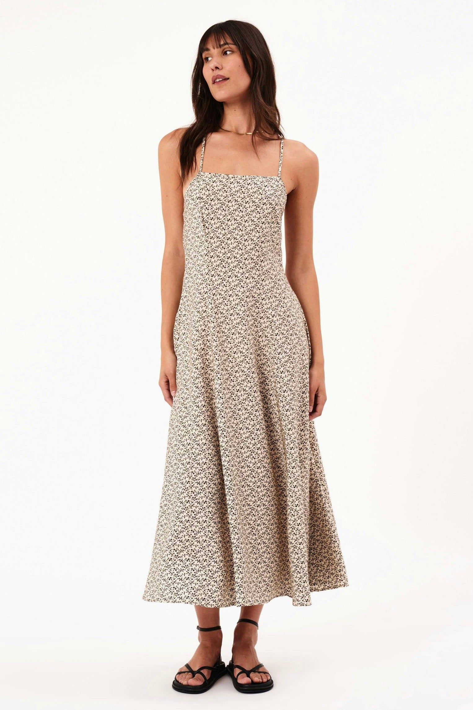 Dinali Women's Strappy Midi Dress - Floral Print Summer Sundress for Beach Vacation, Date Night & Party Wear
