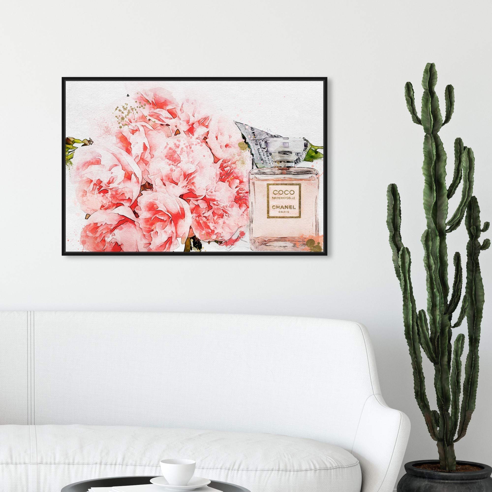 Oliver Gal Artist Co. Floral Perfume Wall Art - Elegant Framed Canvas Print for Home & Office Decor | Perfect for Living Room, Bedroom or Bathroom