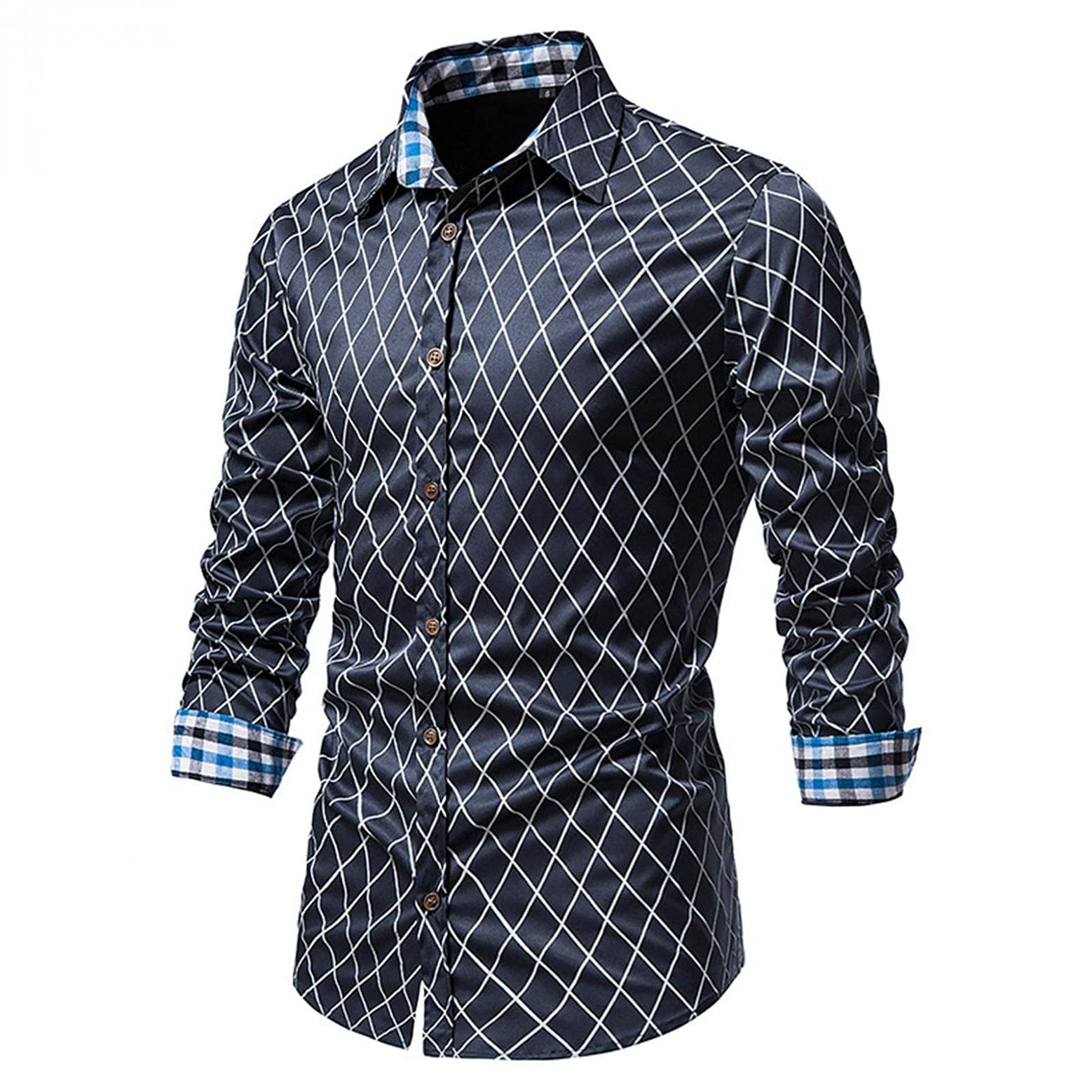 Luxury Men's Slim Fit Paisley Shiny Satin Silk Dress Shirt - Button Down Business Office & Western Style Oxford Plaid Shirt for Formal Events, Weddings & Professional Workwear