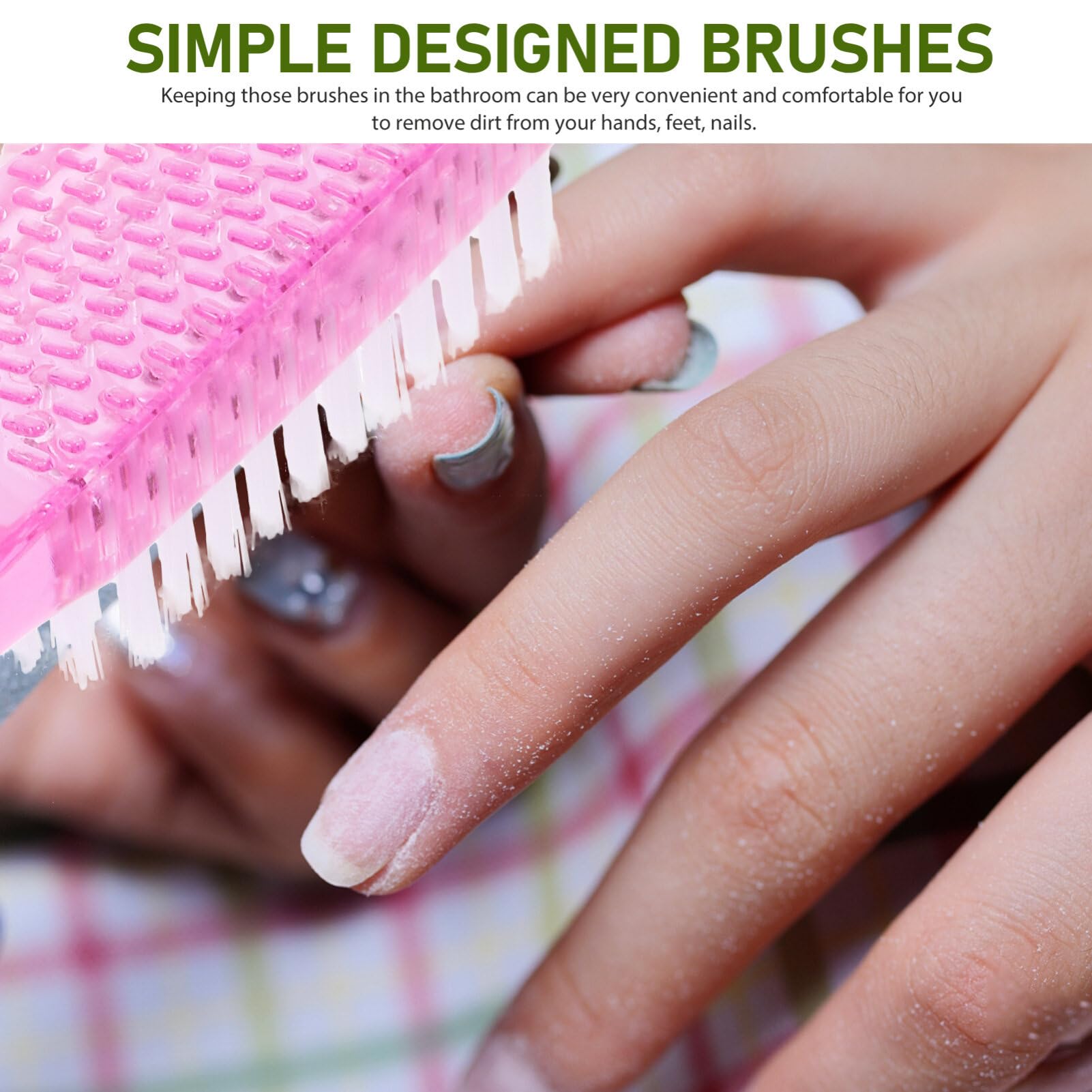 EXCLUZO 5-Piece Nail Brush Set - Professional Manicure & Pedicure Scrub Brushes for Hands and Feet - Durable Nail Cleaning Tool with Ergonomic Handle (Pink) - Perfect for Home Spa, Salon & Travel Nail Care