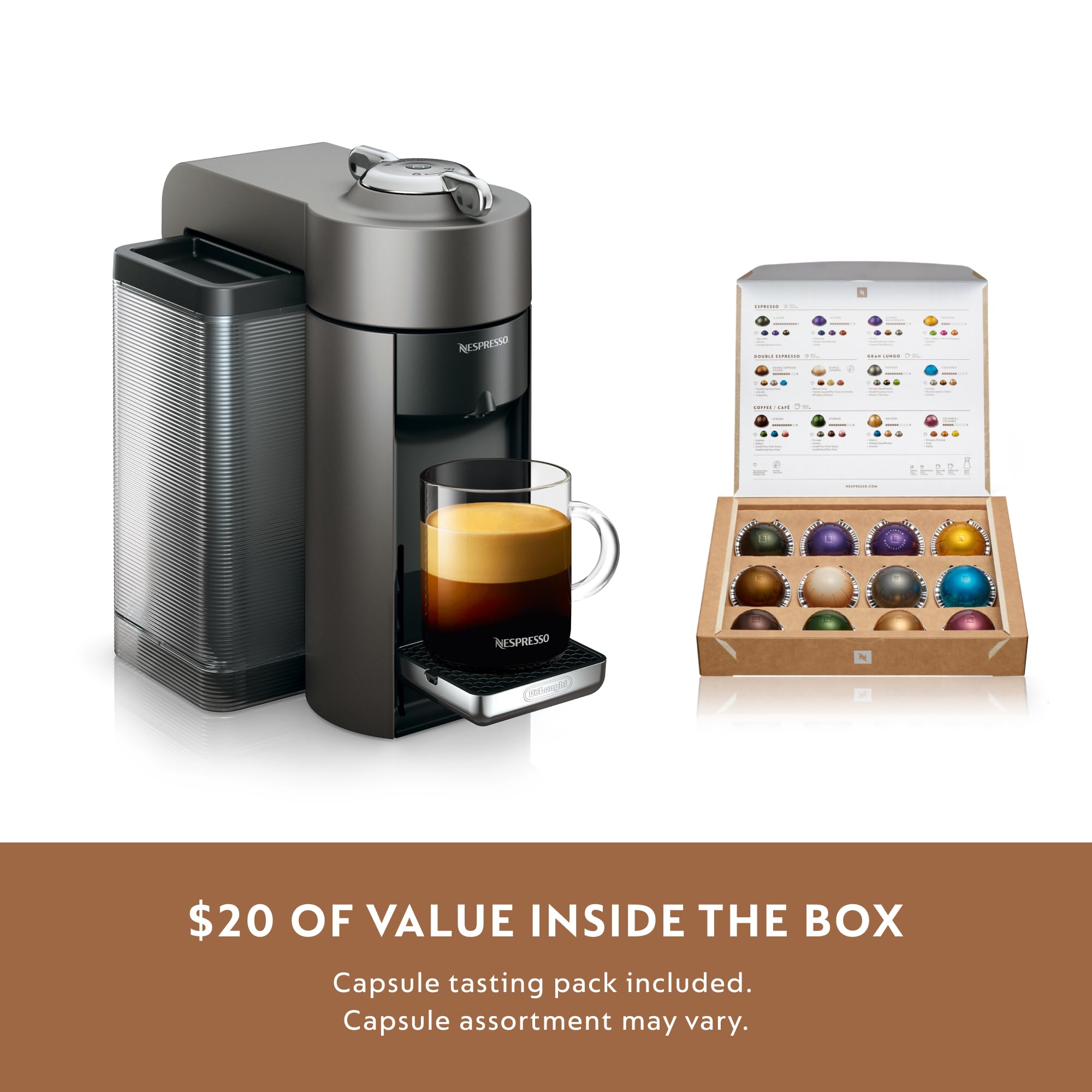 De'Longhi Nespresso Vertuo Coffee & Espresso Machine with 54oz Capacity - Titan Gray | Perfect for Home & Office Brewing