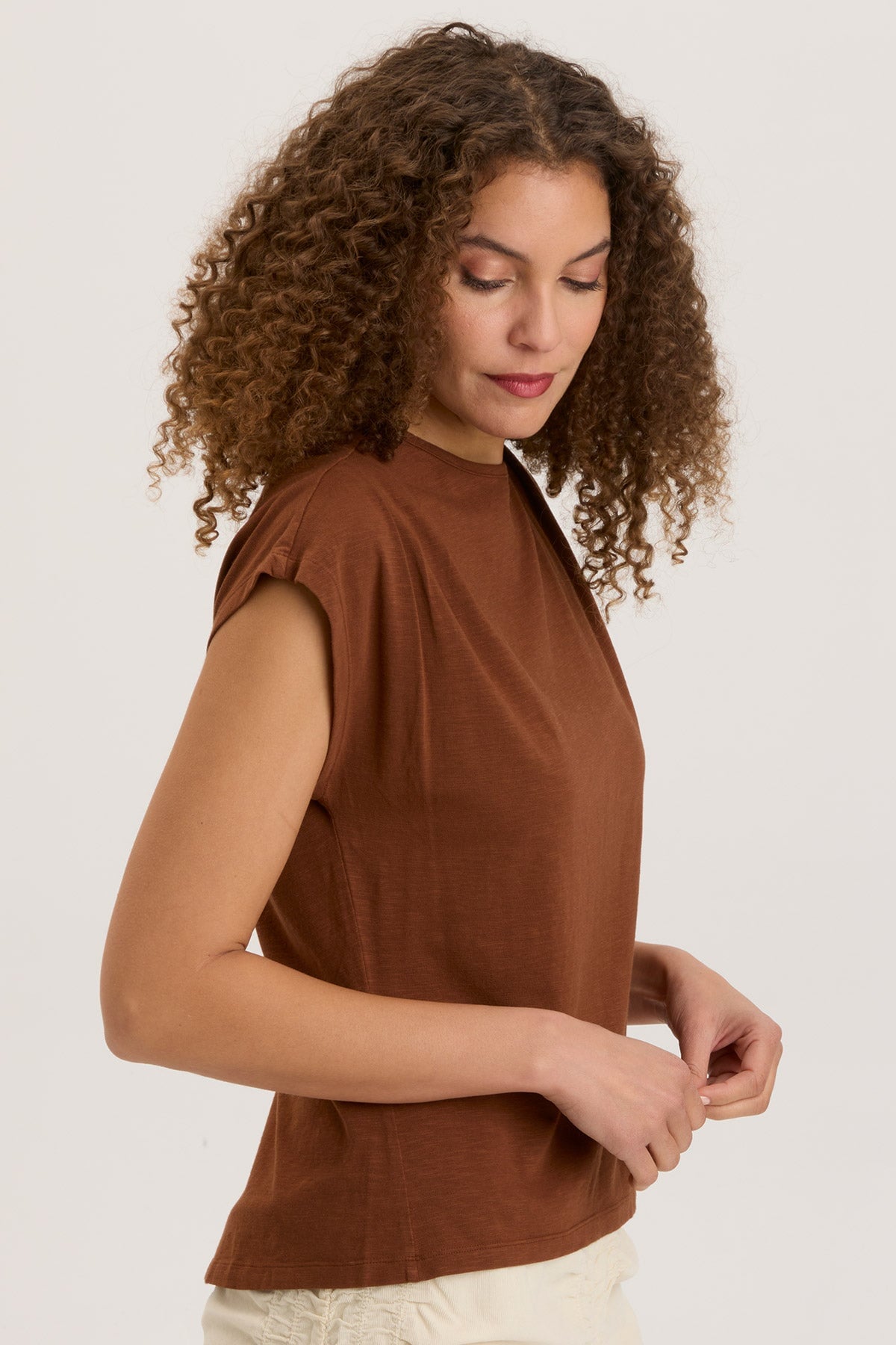 Slub Arwen Top Russet Pigment Dye Women's Casual T-Shirt - Perfect for Everyday Wear, Outings & Layering