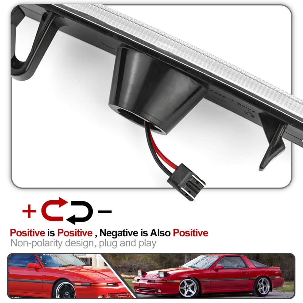 4Pcs Amber Front & Red Rear LED Side Marker Lights for Toyota Supra MK3 A70 1986-1992 - Direct OEM Replacement Turn Signal Lights with Clear Lens - Perfect for Night Driving & Car Customization