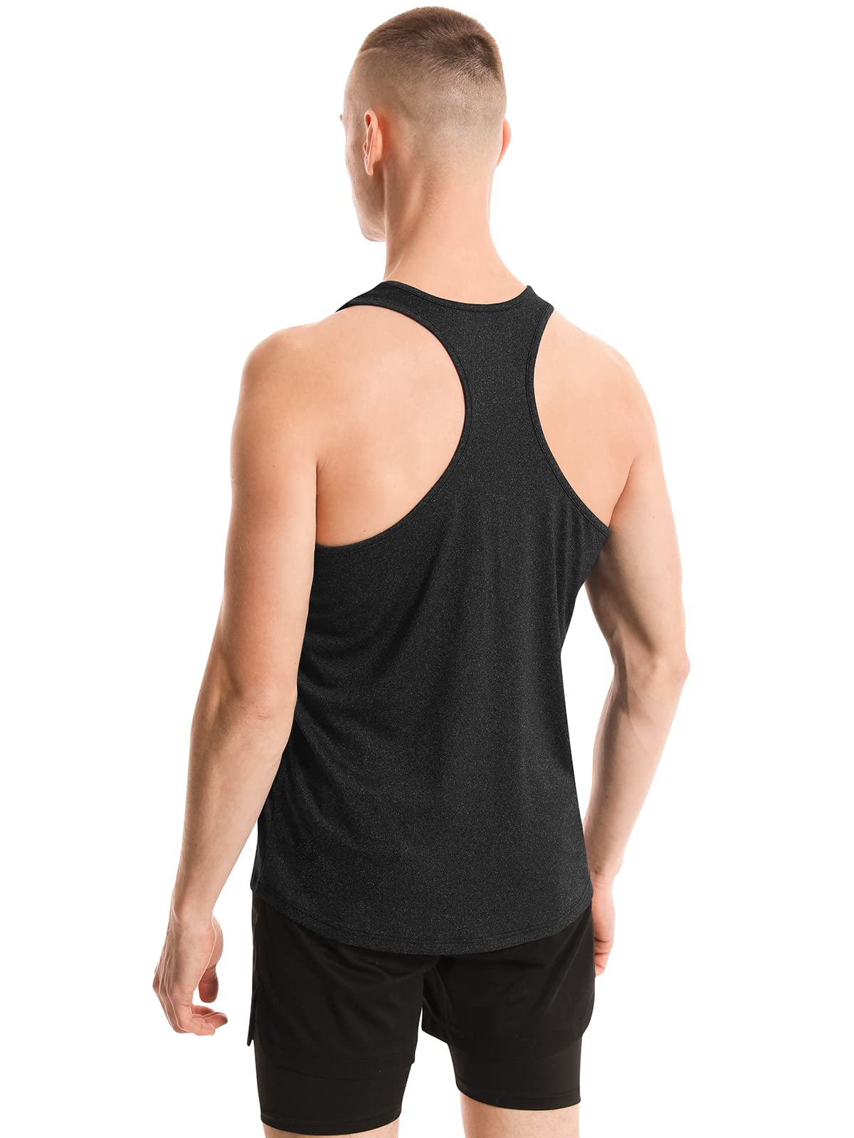 ROSYLINE Men's Workout Tank Tops - 4 Pack Moisture Wicking Dry Fit Y-Back Sleeveless Shirts for Gym, Running & Training - Breathable Muscle Tank Tops for Active Men