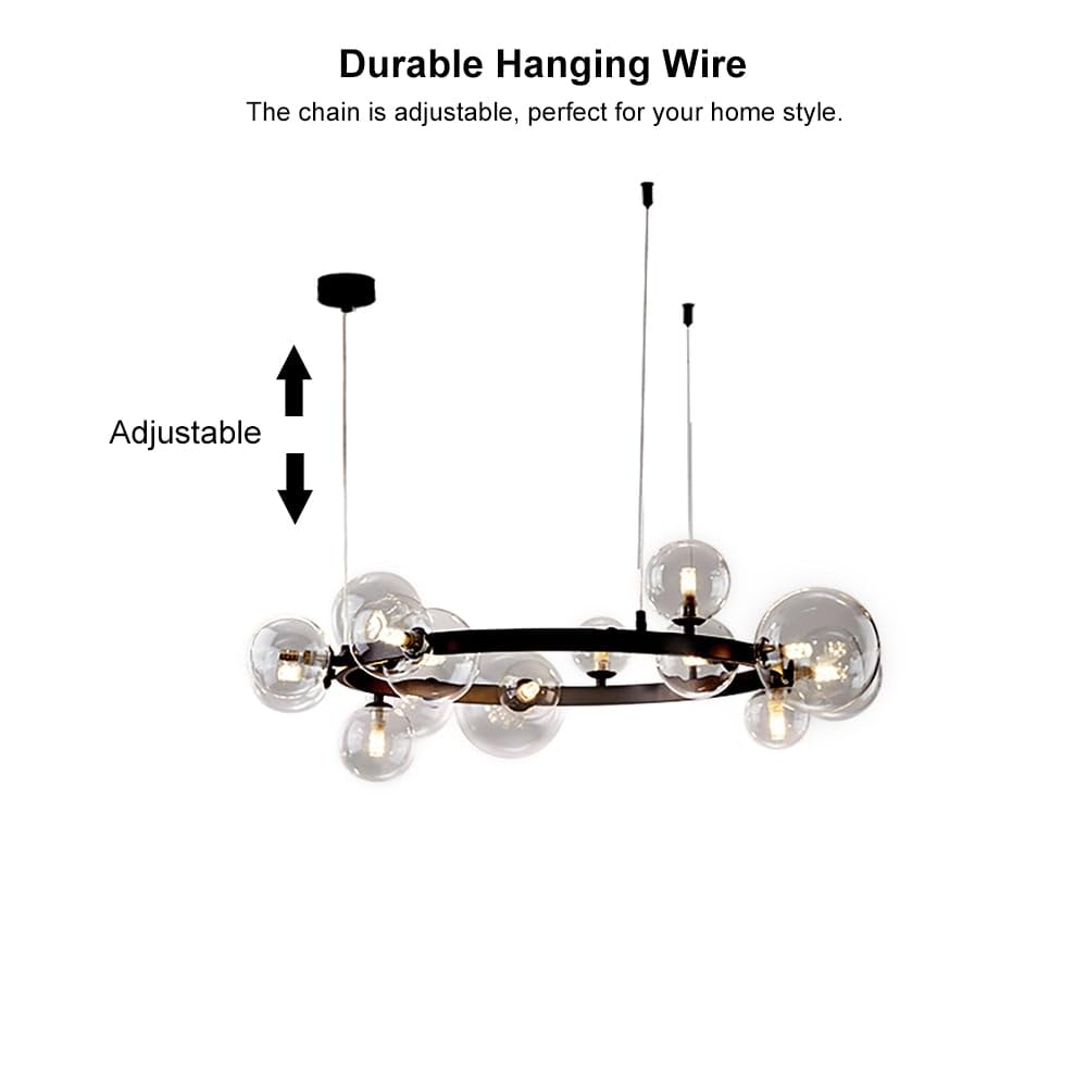 KunMai Modern 24-Light Glass Chandelier with Globe Bubble Pendant - Elegant Lighting Fixture for Living Room, Dining Room, Bedroom & Entryway - Perfect for Home Decor, Wedding Venues and Restaurant Ambiance