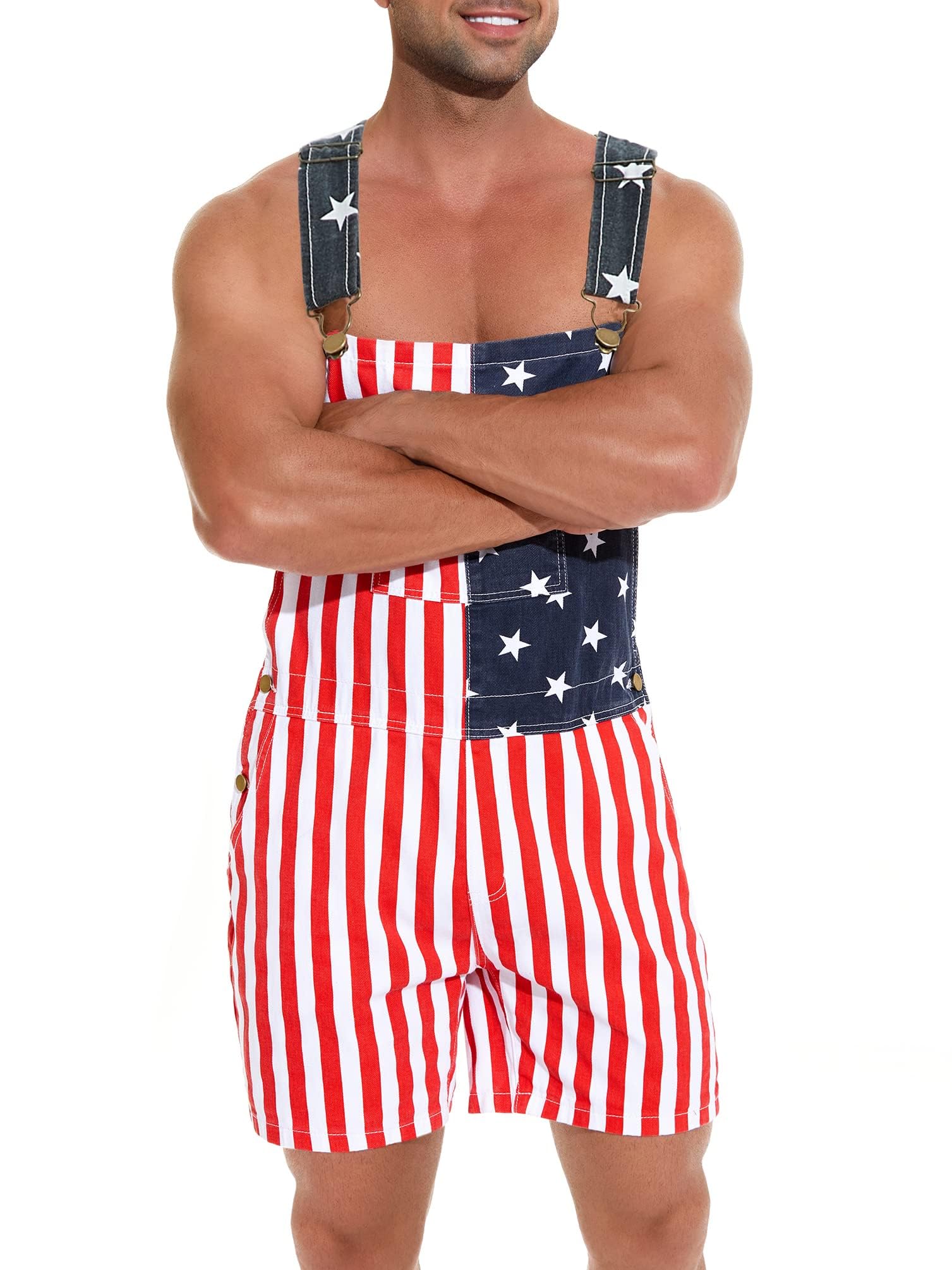 OeyFnbmO Unisex Overalls Shorts - Printed Bib Coveralls for Men & Women | Summer Jumpsuit Outfit | Couple Matching Gifts for Beach, Music Festivals & Outdoor Activities