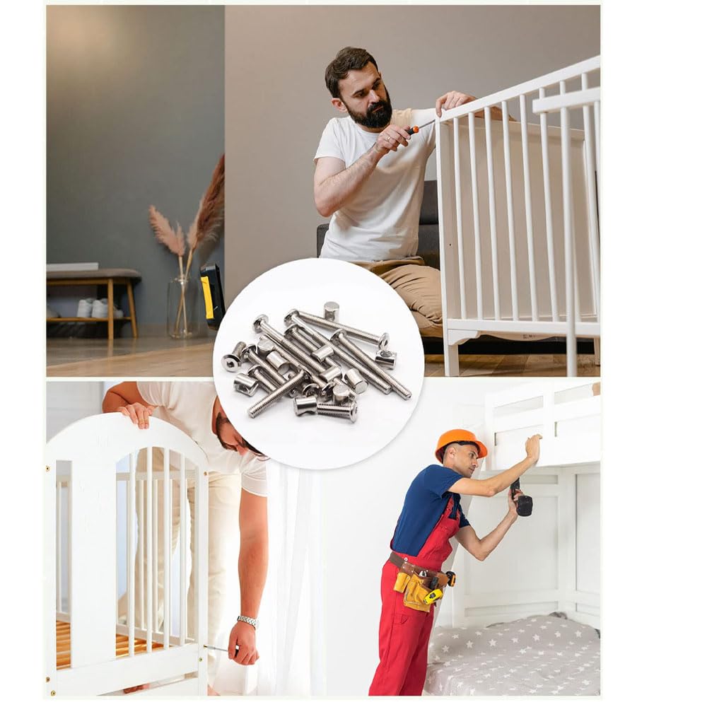 Baby Crib Screws Kit - M6x40-80mm Hex Drive for Furniture Repair
