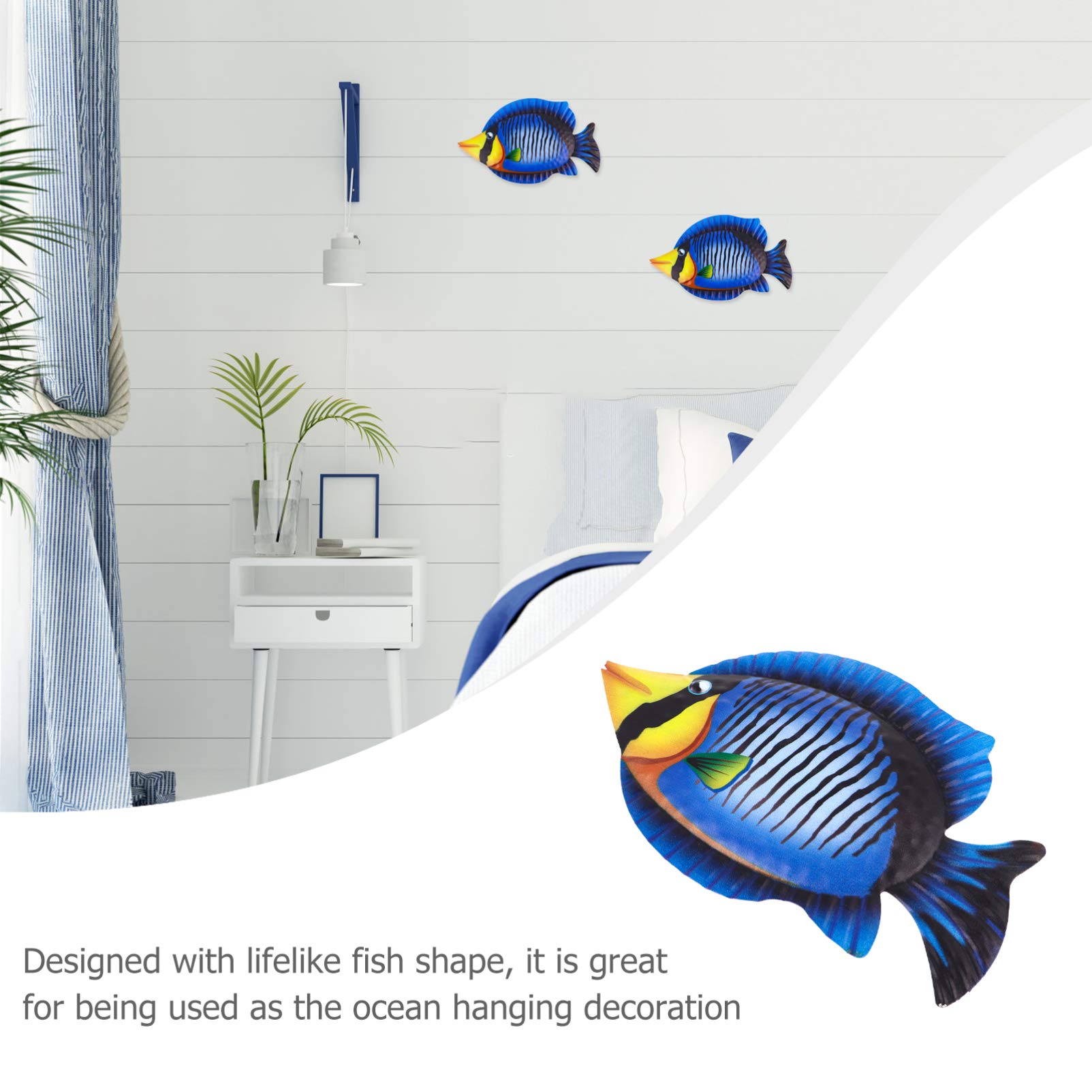 Handmade Wrought Iron Fish Wall Art - Coastal Beach Fishing Decor for Living Room, Bedroom & Outdoor Patio