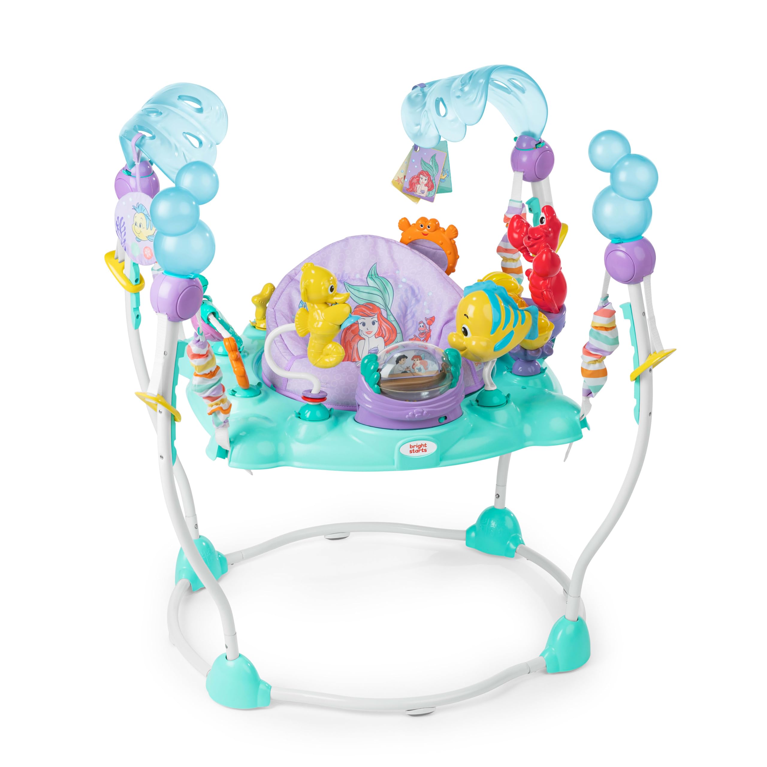 Bright Starts Disney The Little Mermaid Sea of Activities Baby Activity Jumper - Interactive Toys with Lights & Music Featuring Princess Ariel, for Infants 6-12 Months (Blue) | Perfect for Playtime, Early Development & Disney-Themed Nursery Decor