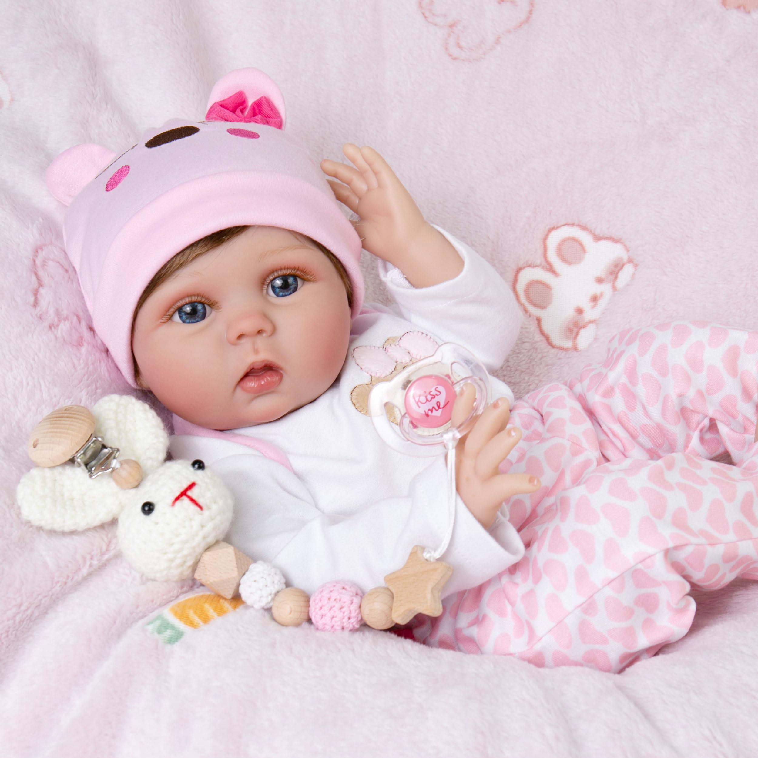 Realistic Reborn Baby Doll Clothes - Adorable Bear Pattern Outfits for 17-22 Inch Newborn Dolls | Perfect for Doll Collectors, Photography Props & Gift Giving