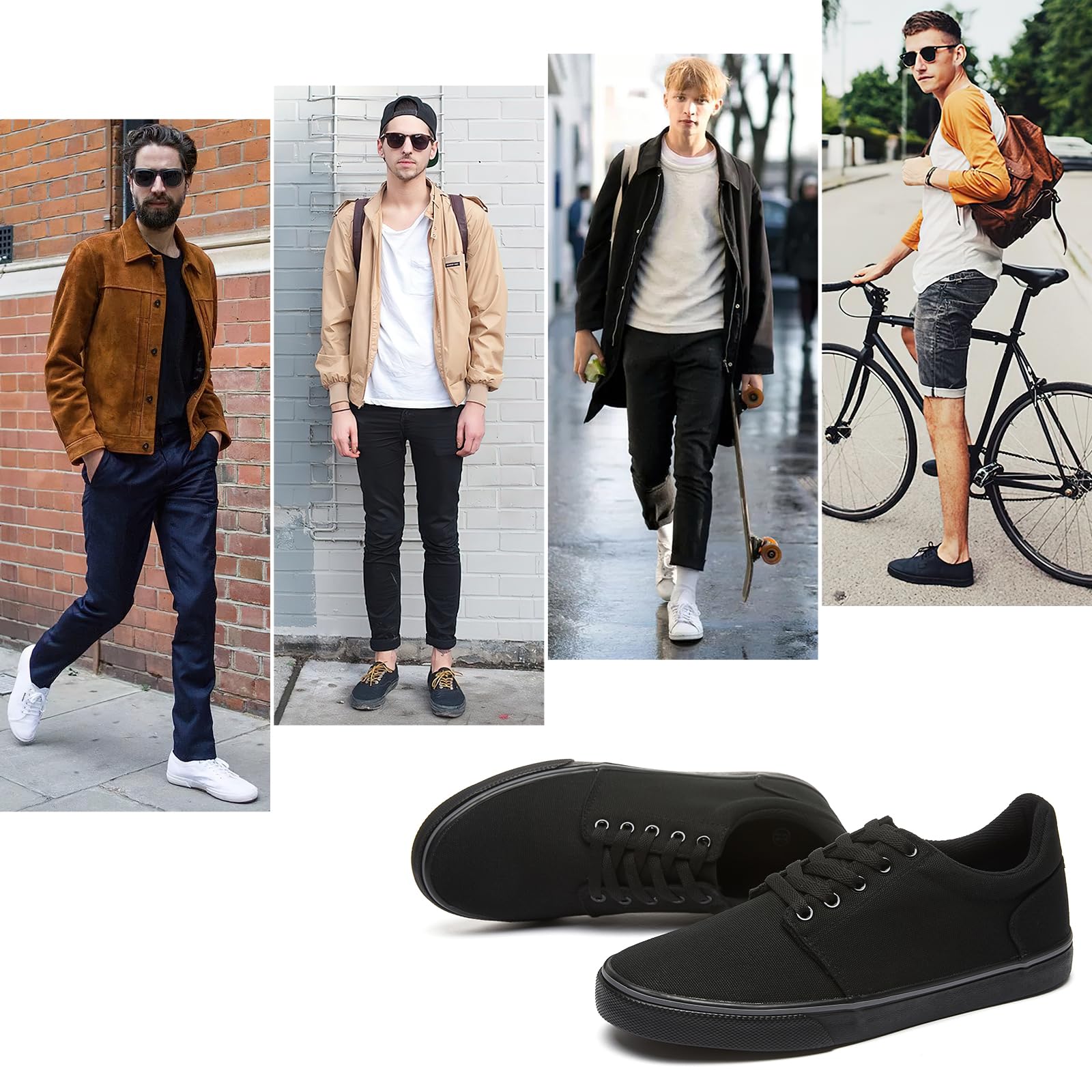**Men's Classic Canvas Sneakers - Low Top Lace-Up Comfortable Casual Skate Shoes for Men | Perfect for Everyday Wear, Street Style & Skateboarding**
