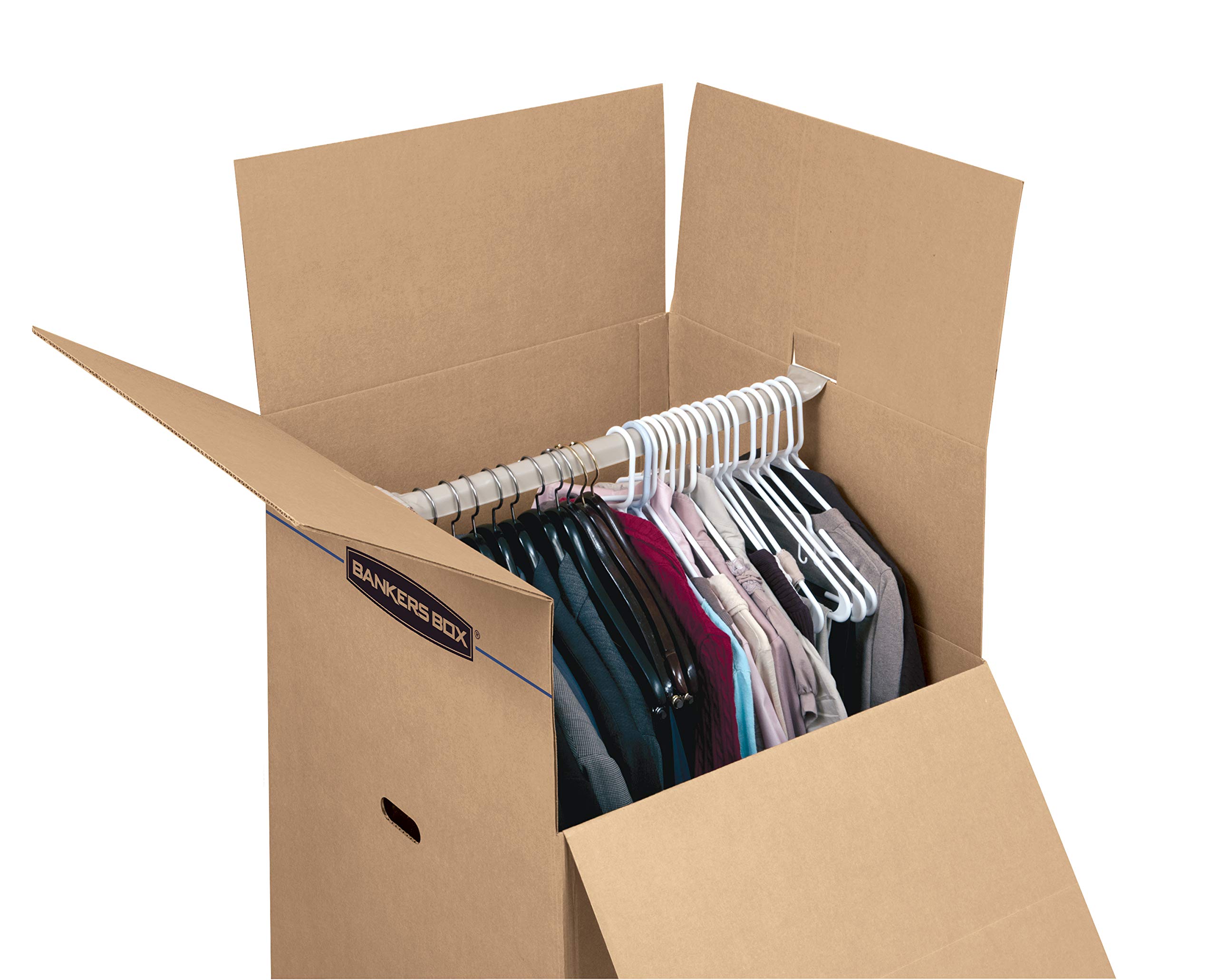 Bankers Box Tall Wardrobe Box 3 Pack - 24x24x40 Inches - Heavy Duty Moving & Storage Boxes for Clothes, Hangers & Seasonal Items - Perfect for Home, Office & Moving Day Organization (8811001)