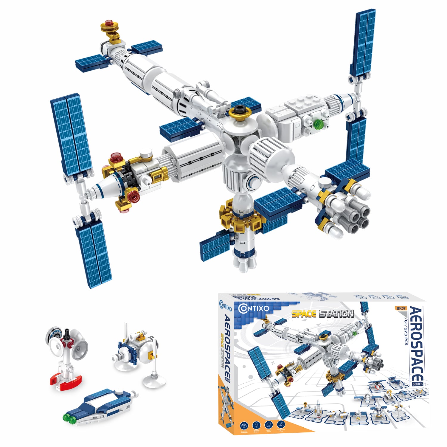 Contixo BK07 Aerospace Series 573-Piece Space Station Building Blocks - STEM Educational Toy for Kids Ages 6-12 | Creative Play & Learning for Future Astronauts