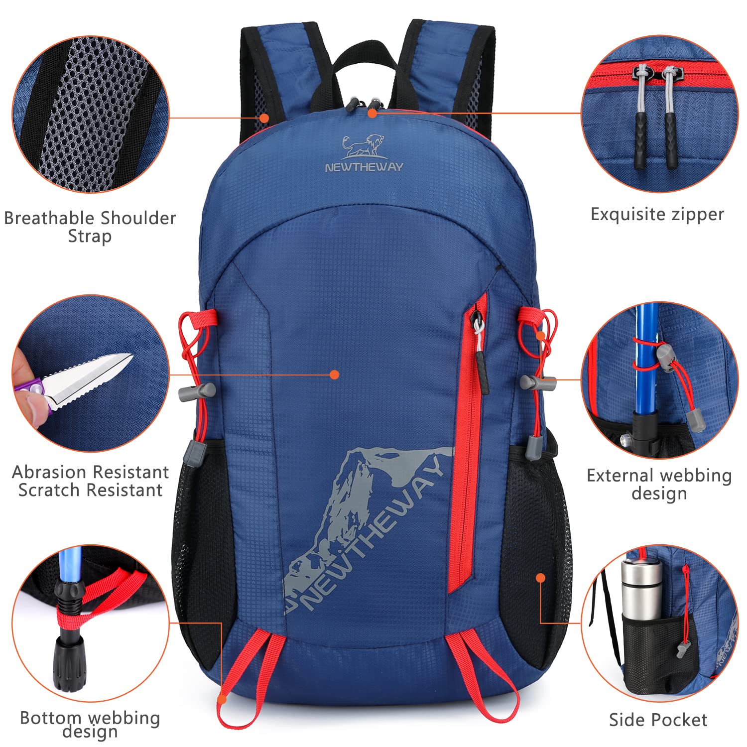 Esup 20L Lightweight Hiking Backpack - Foldable Compact Travel Backpack for Men & Women - Water-Resistant Daypack for Camping, Hiking, Commuting & Outdoor Adventures (Black)