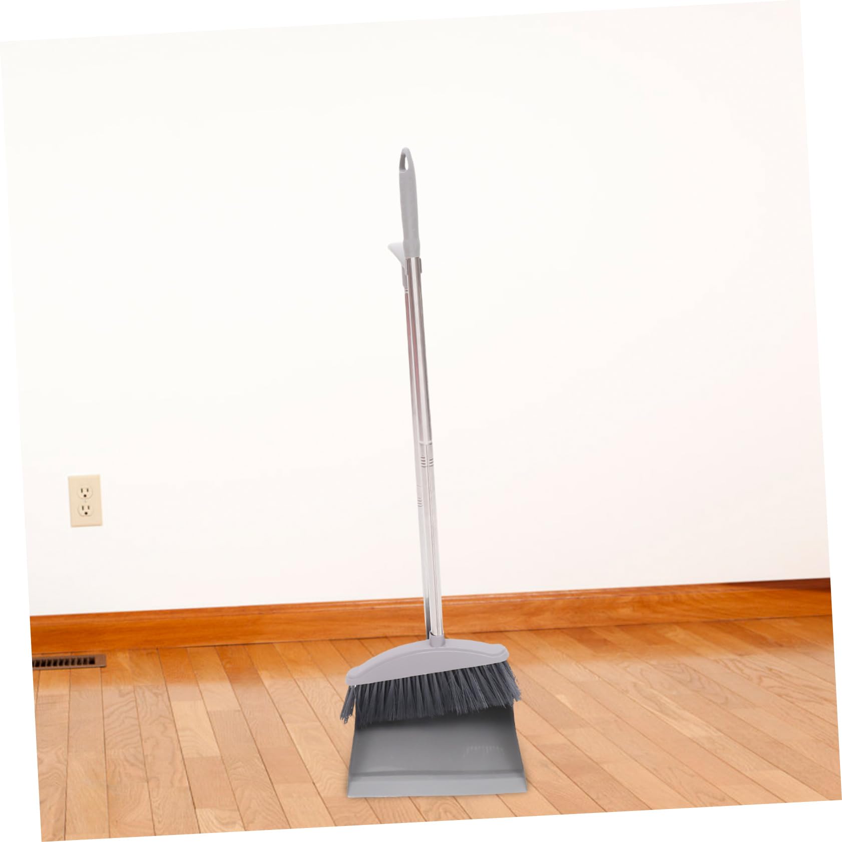 HEALLILY Outdoor Dustpan and Broom Set - Long Handle Stainless Steel Dustpan with Brush for Lobby, Room Cleaning, and Household Use - Ideal for Sweeping Floors, Patios, and Child-Friendly Areas