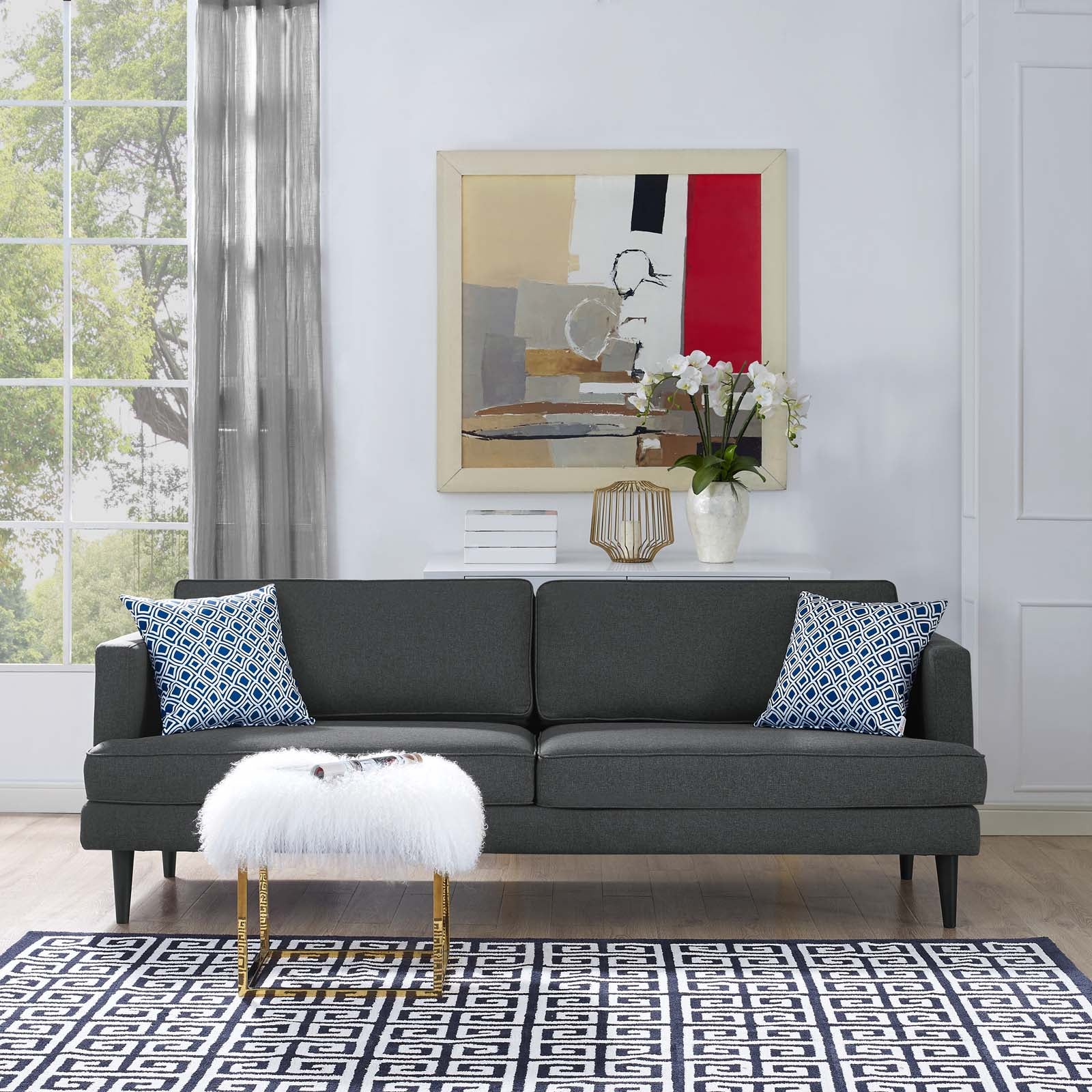 Comfortable Agile Upholstered Fabric Sofa - Modern Living Room Furniture for Small Spaces | Perfect for Apartments, Studios & Cozy Homes