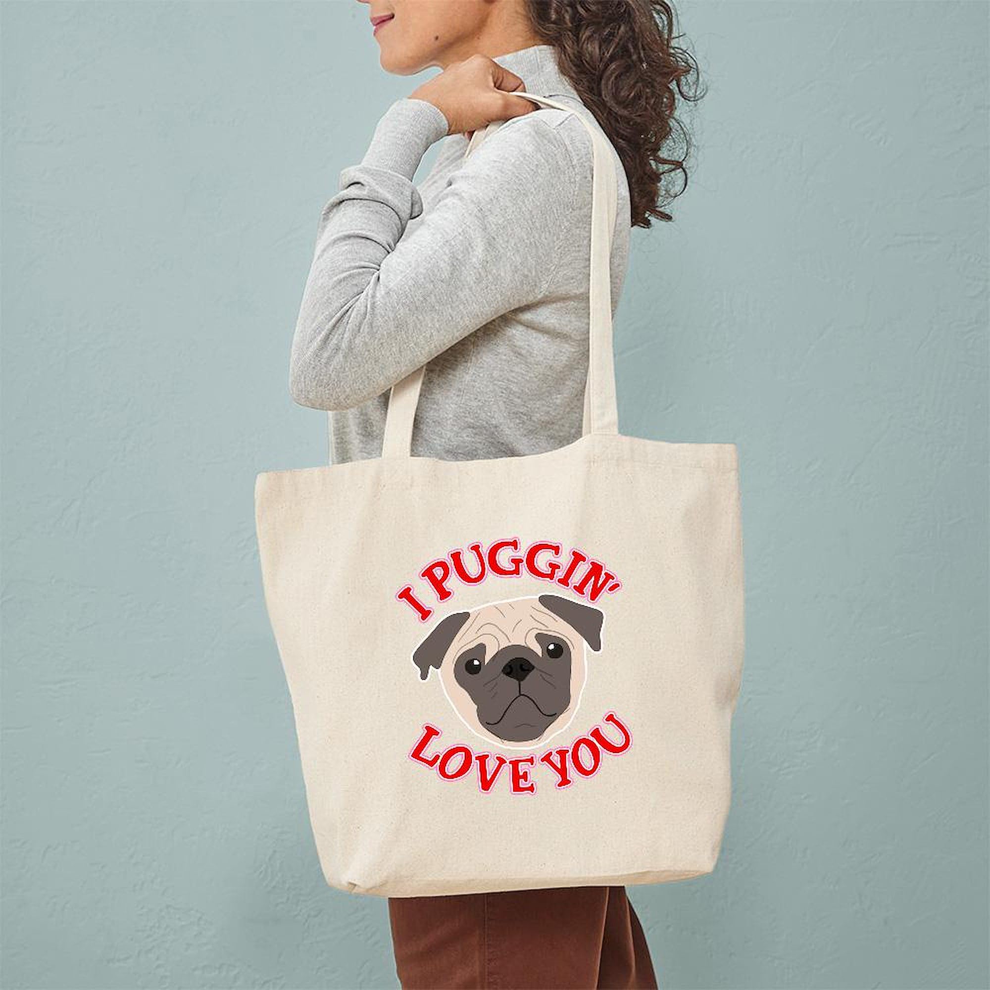 Pug Lover's Canvas Tote Bag - Natural Reusable Shopping Bag for Groceries, Beach & Daily Use | Cute Dog Gift Idea