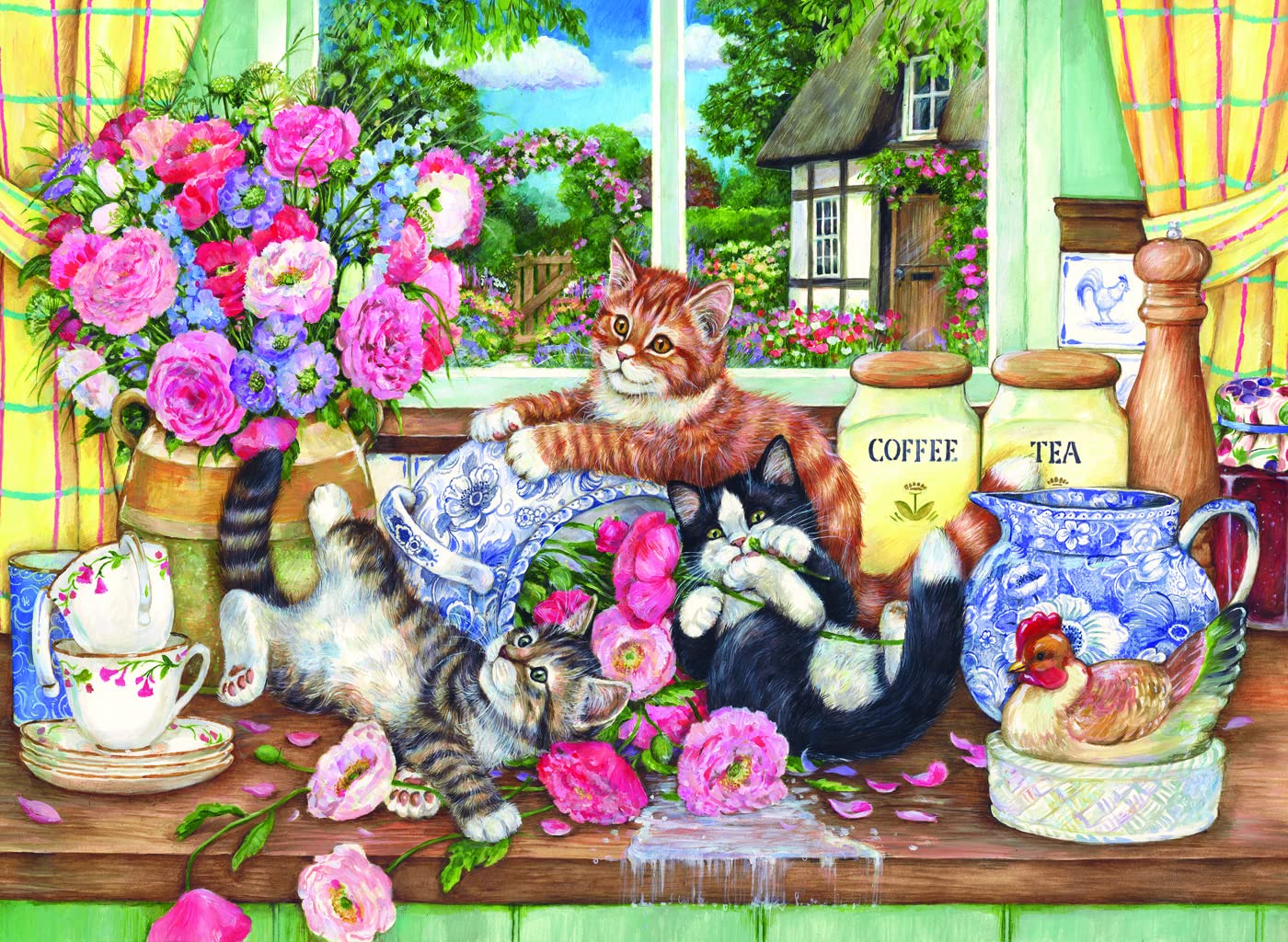 500 Piece Jigsaw Puzzle - Kittens in Kitchen by Anatolian Puzzle #3574 | Fun Family Game Night & Stress Relief Activity