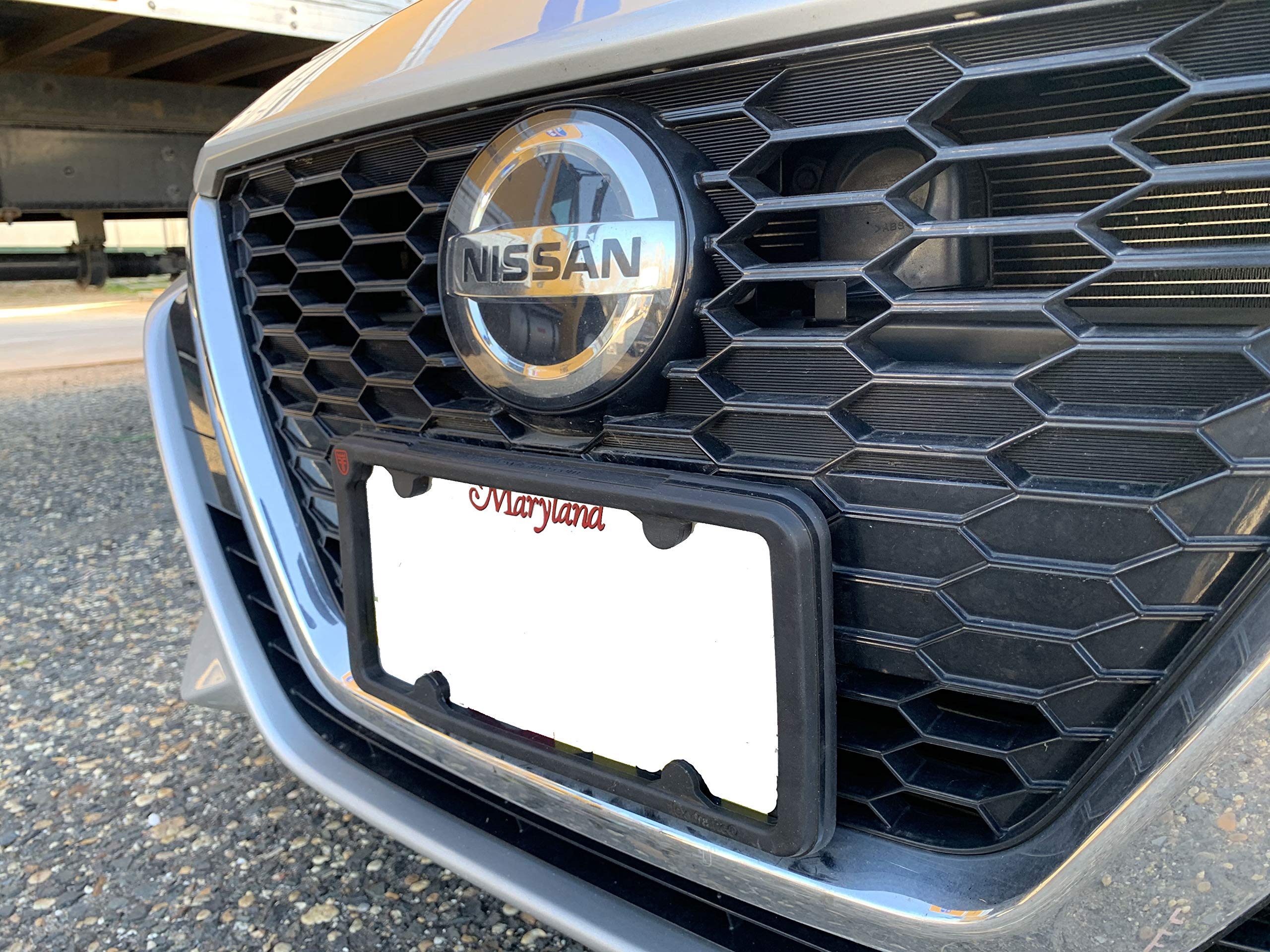 NASA-Style Rubber License Plate Frame for Nissan - Durable Bumper Guard for Cars & Trucks