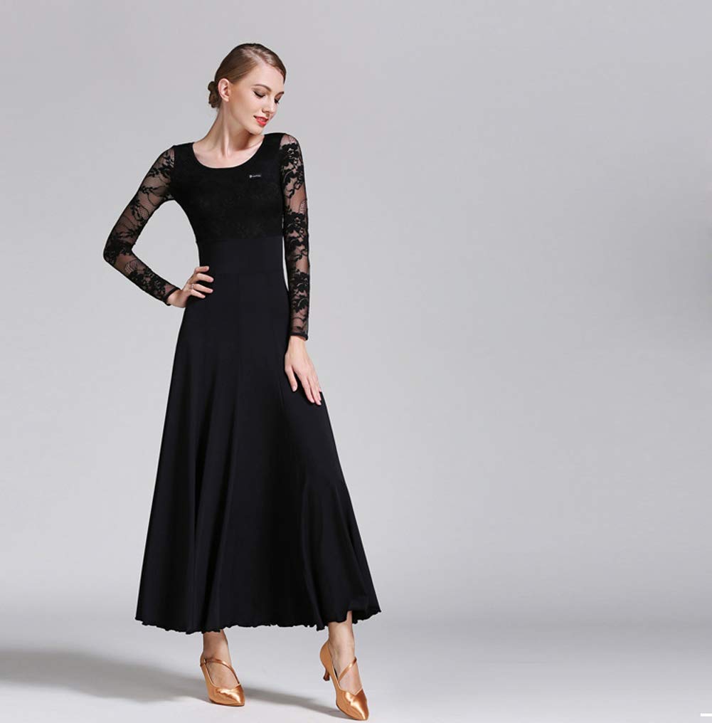 Elegant Ballroom Dance Dresses for Women - Smooth Waltz & Tango Gown with Lace Long Sleeves - Perfect for Swing Dancing & Competition Outfits | Ideal for Dance Performances, Social Events & Professional Competitions
