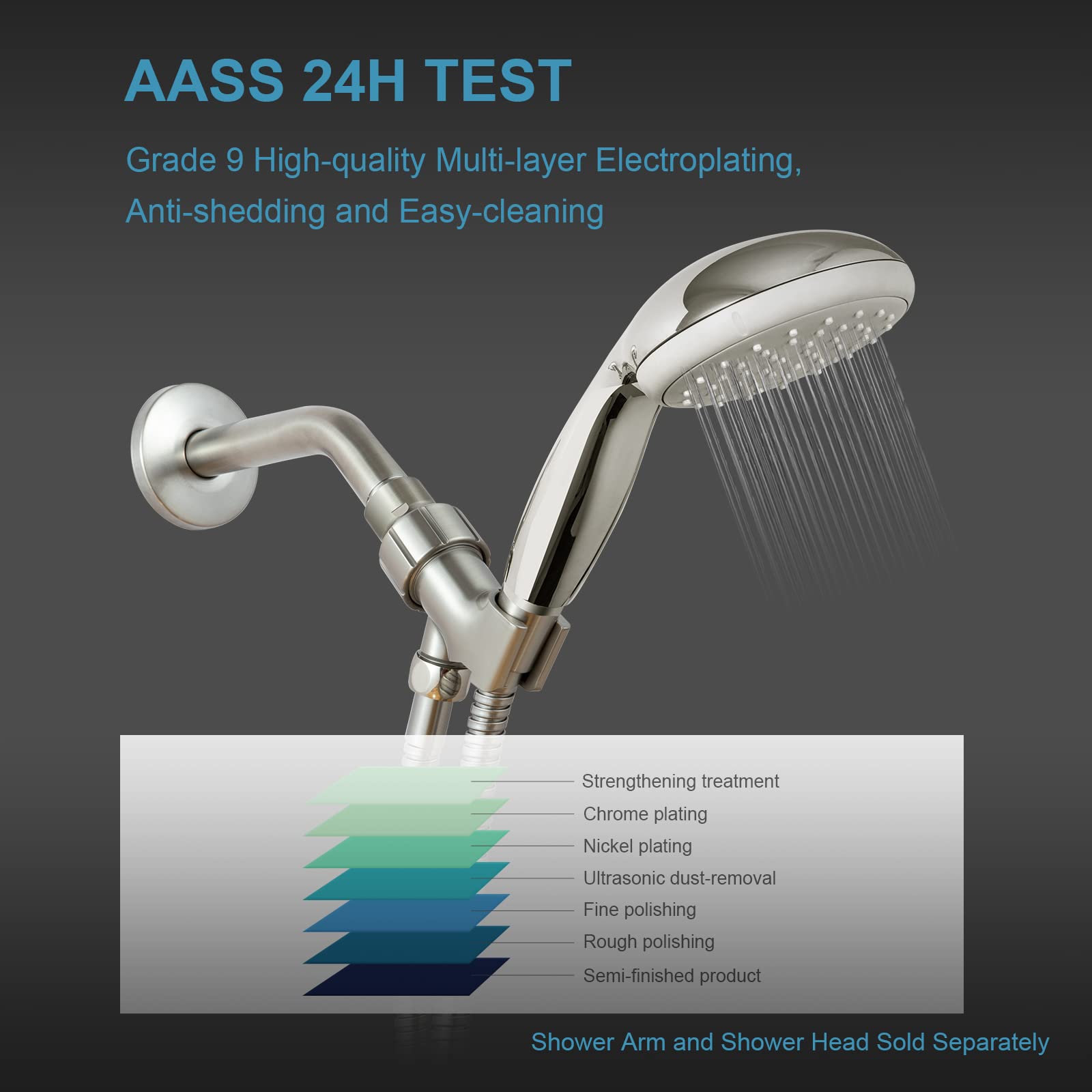 OFFO Solid Brass Shower Head Holder - Adjustable Brushed Nickel Shower Arm Mount for Handheld Shower Heads - 1/2 Inch IPS Female Inlet & Male Outlet - Perfect for Bathroom Renovation and Spa-Like Shower Experience