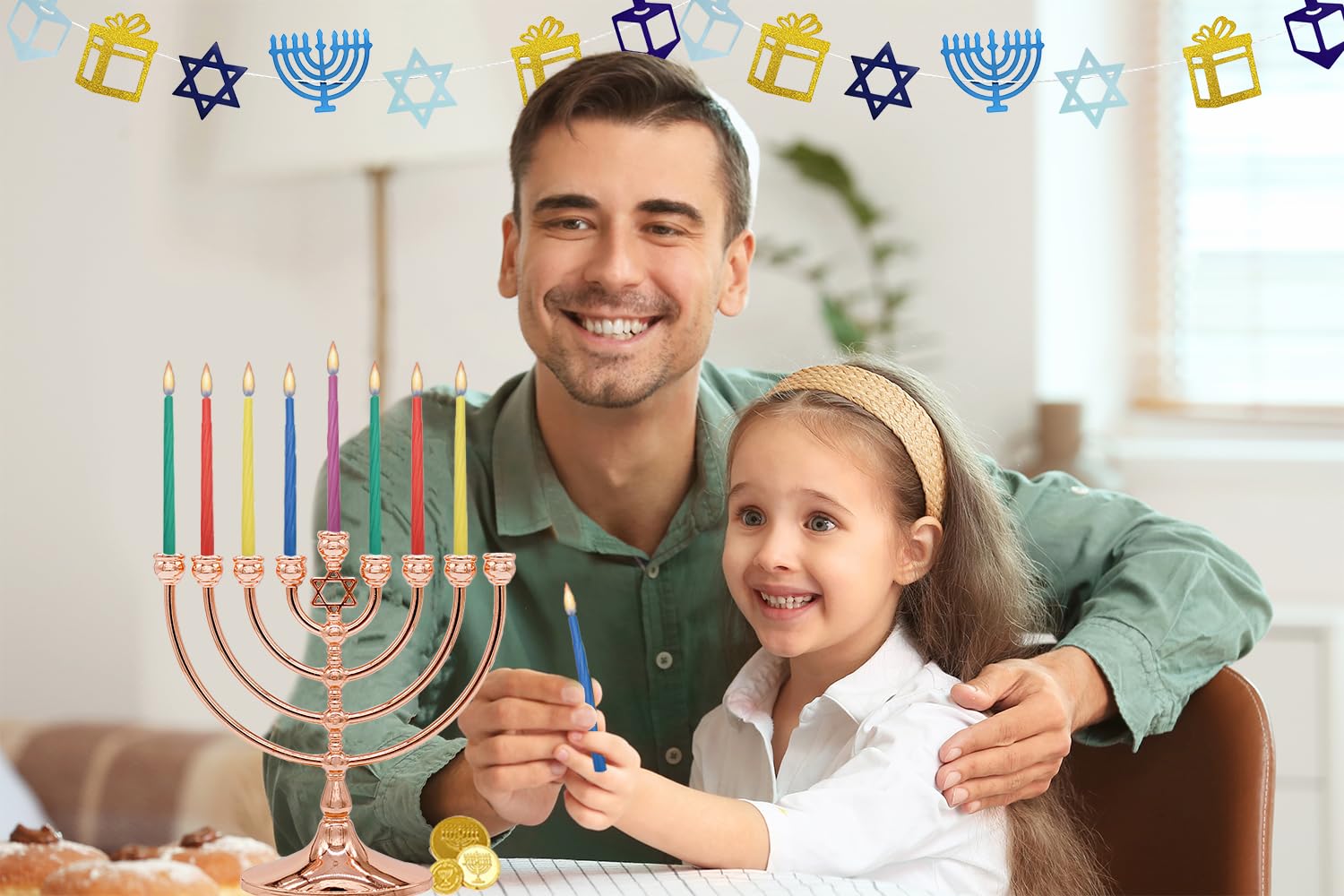 Colorful Hanukkah Candles - 44 Menorah Candles for 8 Nights (Single-Pack) - Perfect for Chanukah Celebrations
