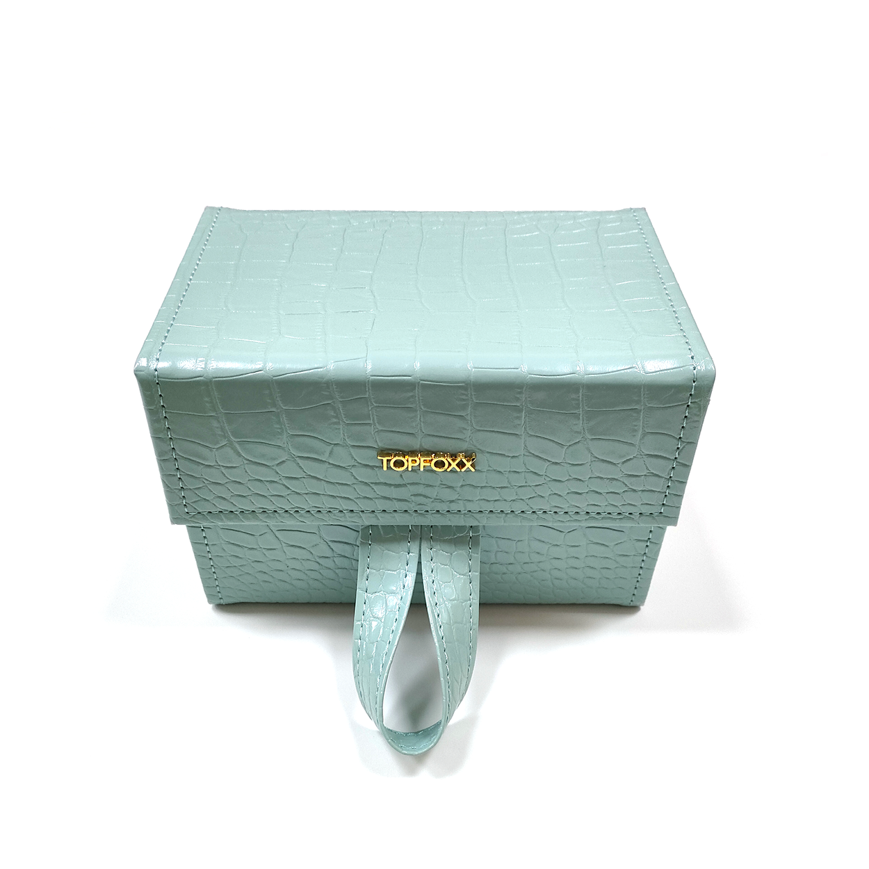 Luxury Turquoise Faux Crocodile Travel Case - Elegant Cosmetic & Jewelry Organizer for Women | Perfect for Vacation, Business Trips & Weekend Getaways